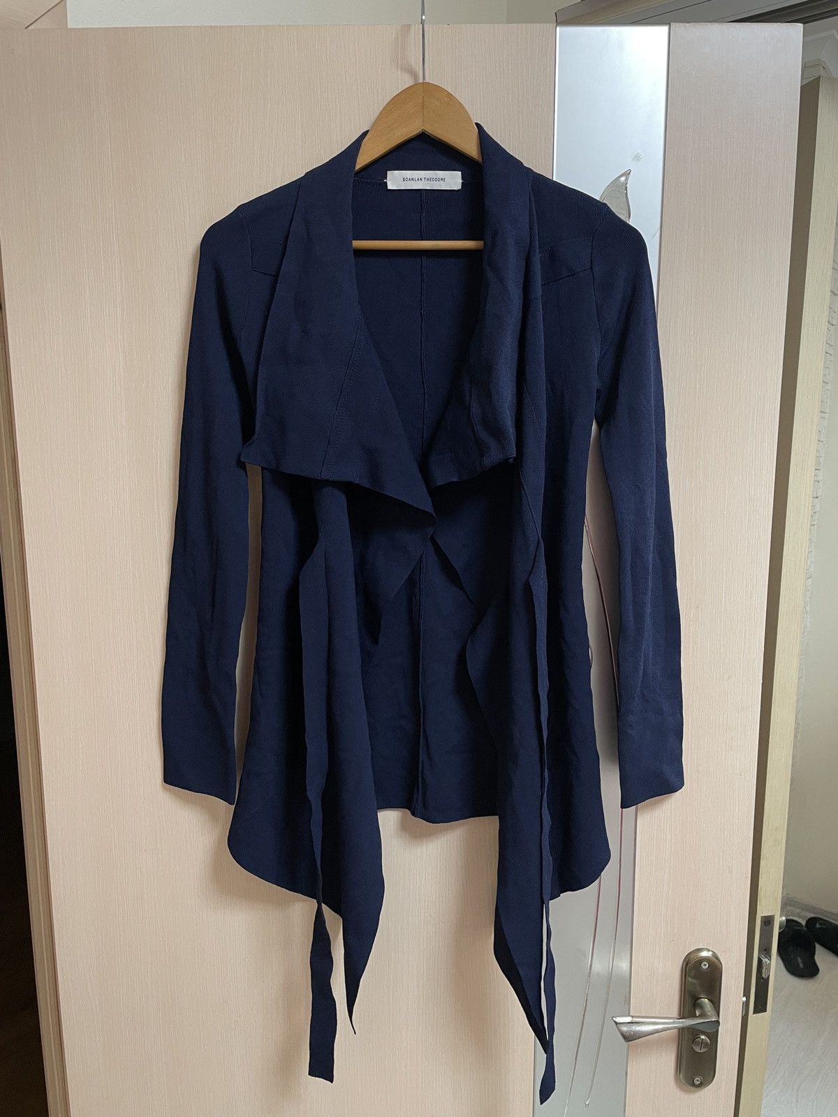 Scanlan Theodore Scanlan Theodore Crepe Knit Waterfall Cardigan Blue Size M Size M / US 6-8 / IT 42-44 - 6 Thumbnail