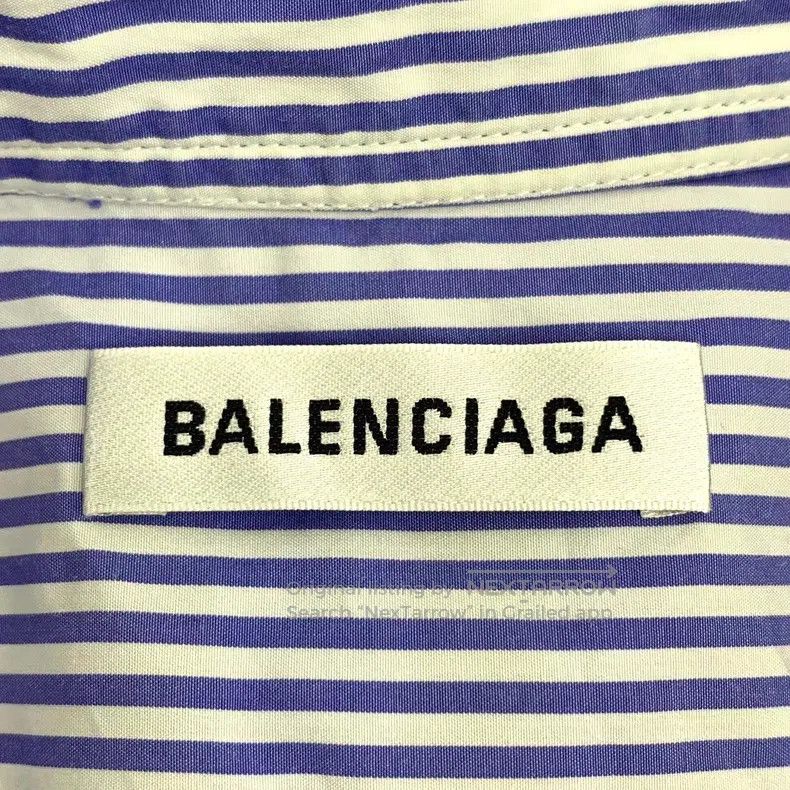 Balenciaga Balenciaga Blue striped back lettering print cotton long-s Size XXS / US 00 / IT 34 - 5 Thumbnail