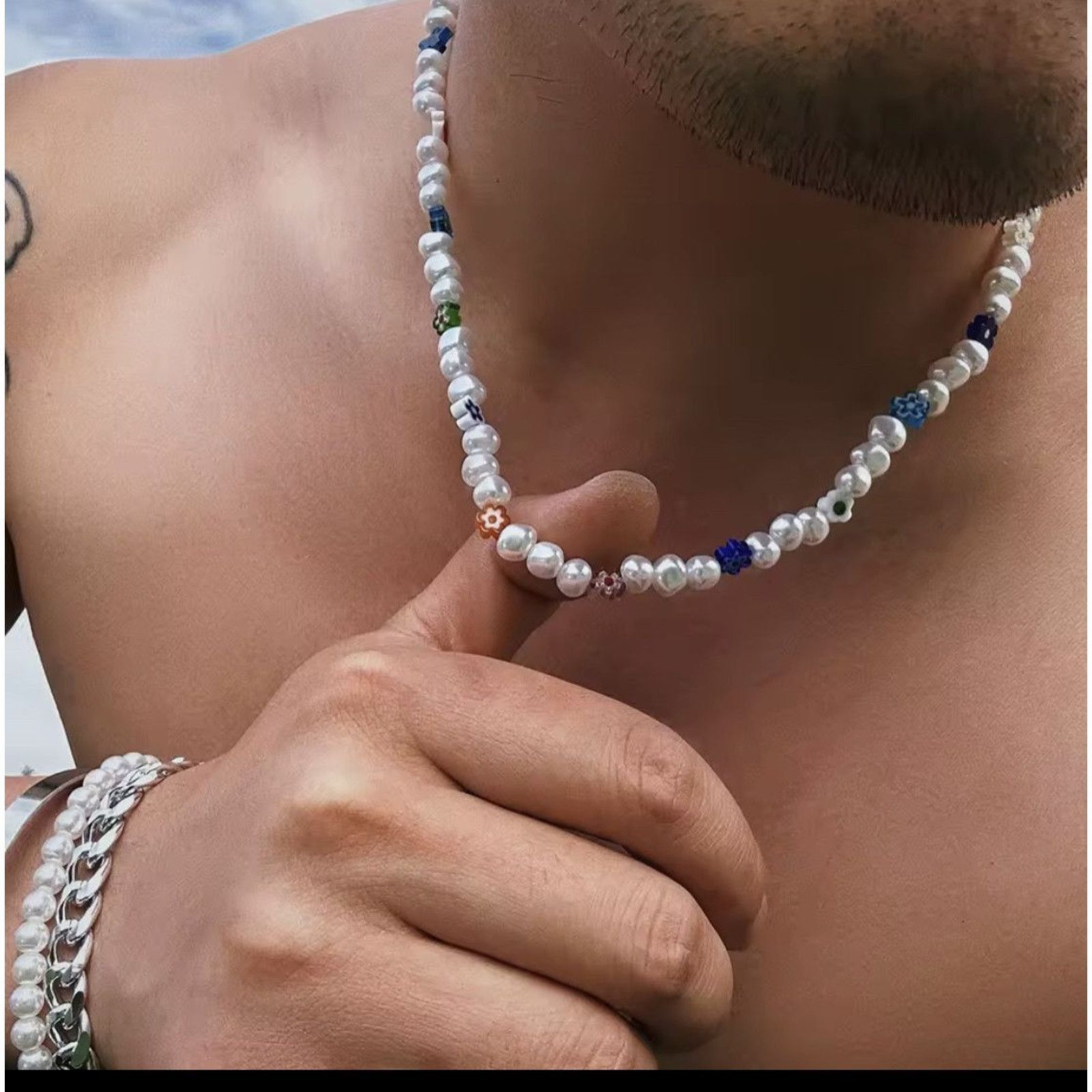 Jewelry Pearl Choker Flower Necklace Y2K Fashion Size ONE SIZE - 5 Thumbnail