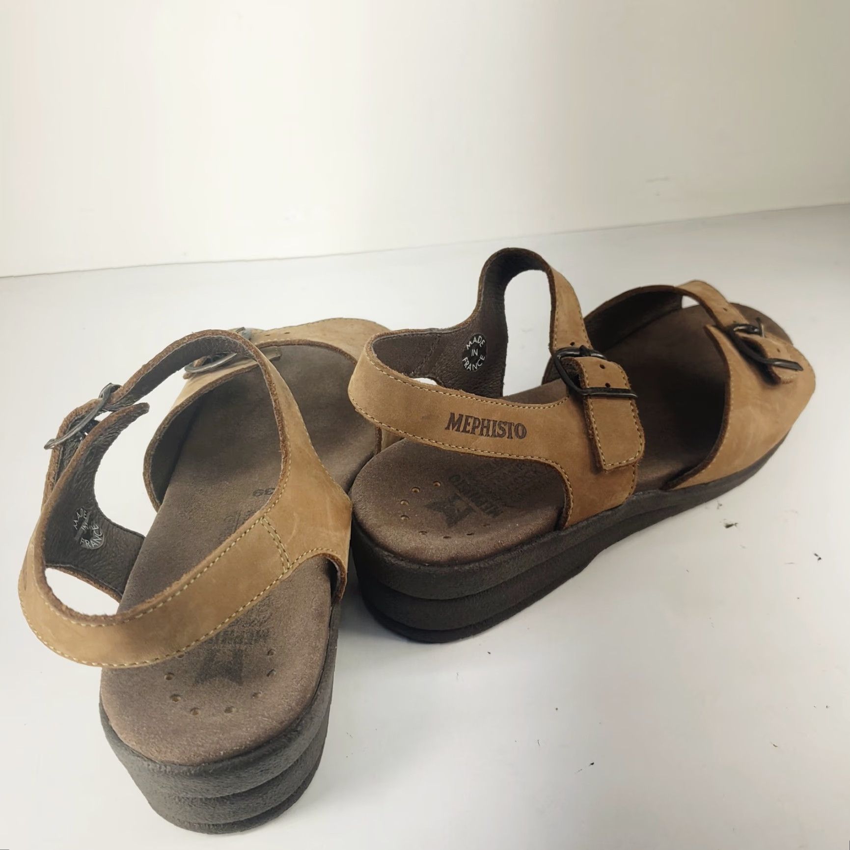 Mephisto Mephisto Sandals Suede Women's 8M EU 39 Brown Wedge Strappy Adjustable Arch Support Cushioned Breathable Size US 8 / IT 38 - 4 Thumbnail