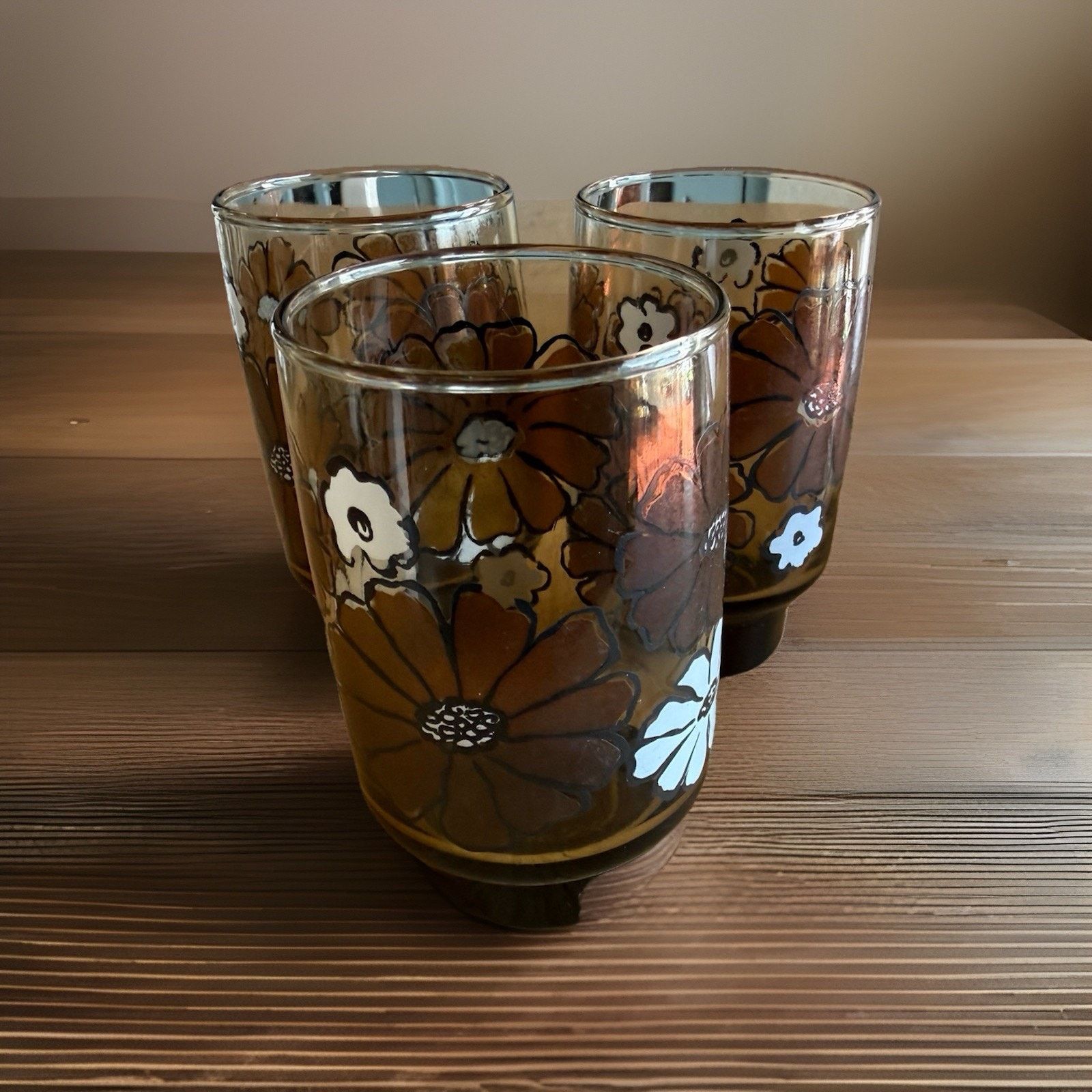 Other Camellia By Tawney Glasses Tumbler Libbey Brown Floral Retro Size ONE SIZE - 3 Thumbnail