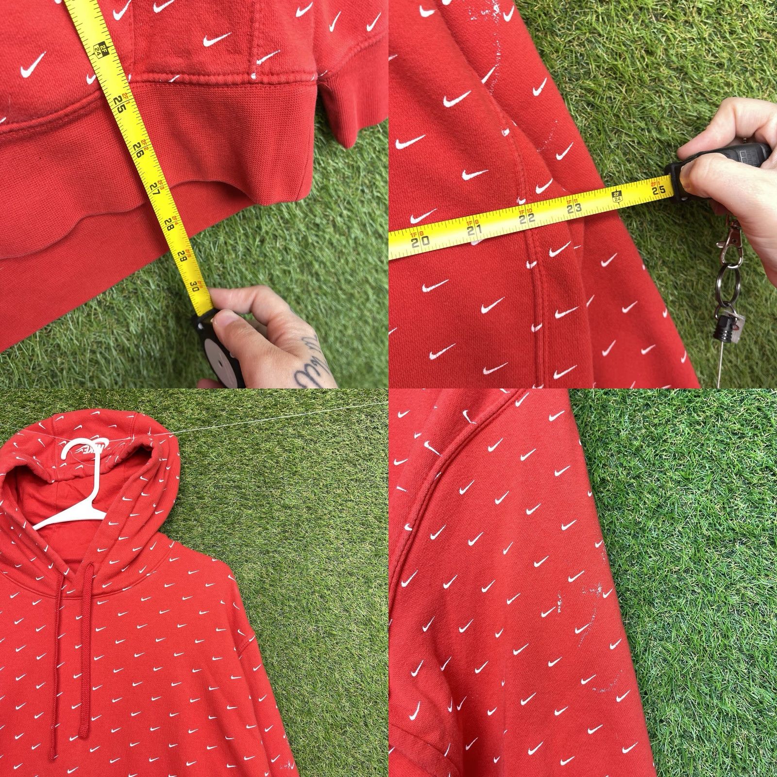 Nike VINTAGE Nike Hoodie Mens Large Fleece Club Pullover Sweatshirt Sports AOP Swoosh y2k Red Size US XS / EU 42 / 0 - 8 Thumbnail