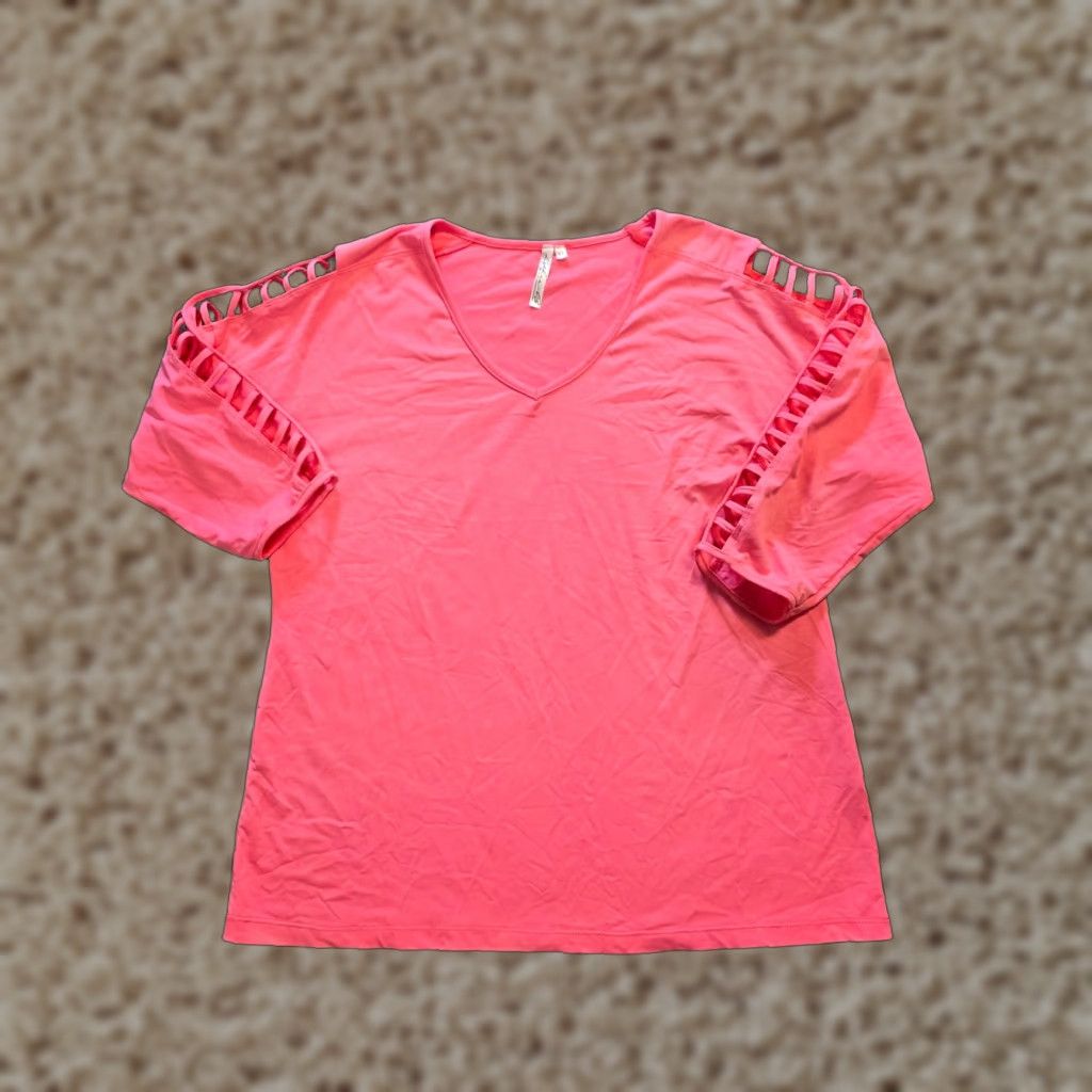 Vintage Lulu B Top Womens Medium Pink 3/4 Sleeve Blouse Knit Stretchy Casual Shirt Womens Size M / US 6-8 / IT 42-44 - 1 Thumbnail