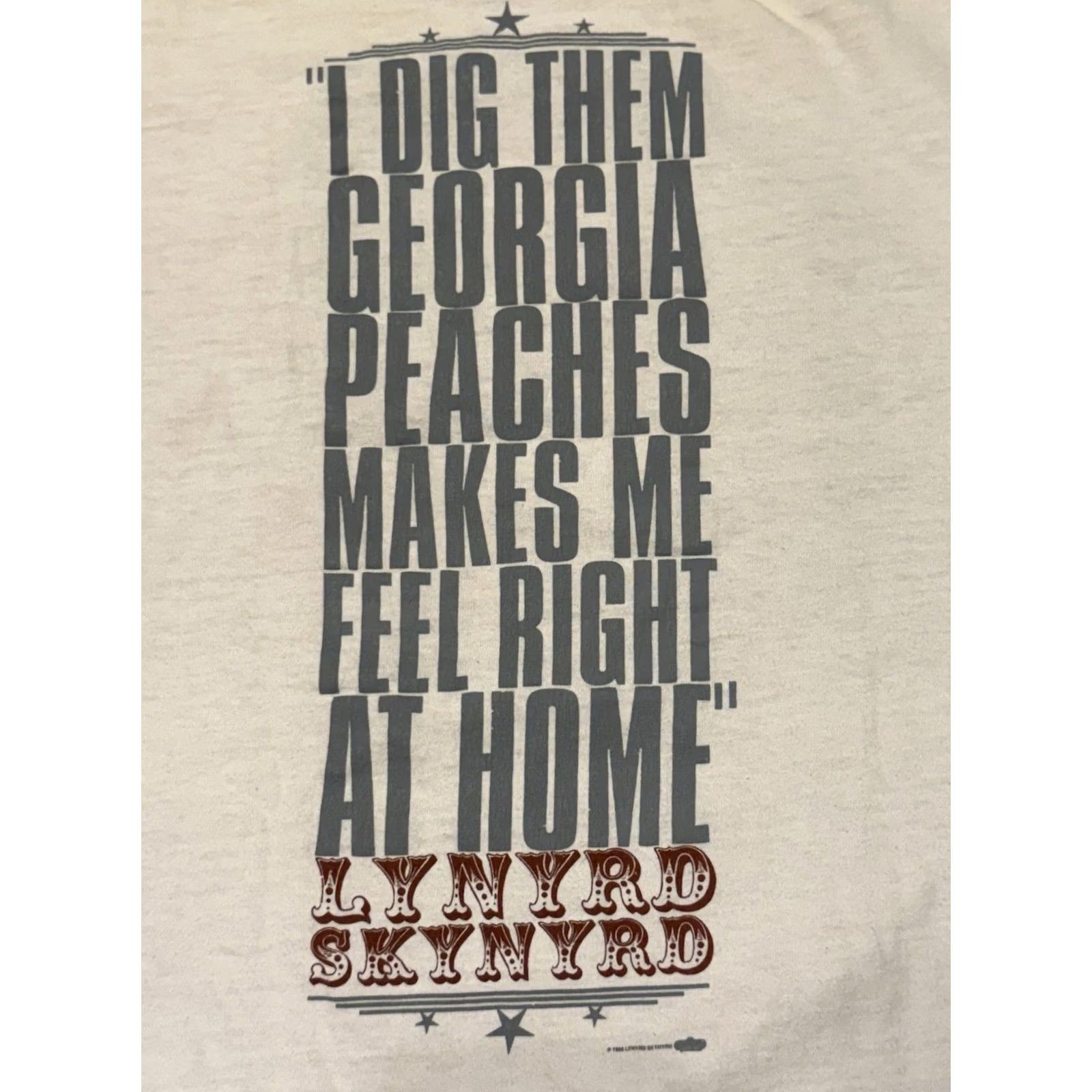 Tultex VINTAGE Lynyrd Skynyrd Georgia Peaches Shirt XL White 90s Graphic Print Crew Neck Short Sleeve Cotton Men Men’s US-XL TS Band Rock Southern Tultex Size US XL / EU 56 / 4 - 4 Thumbnail