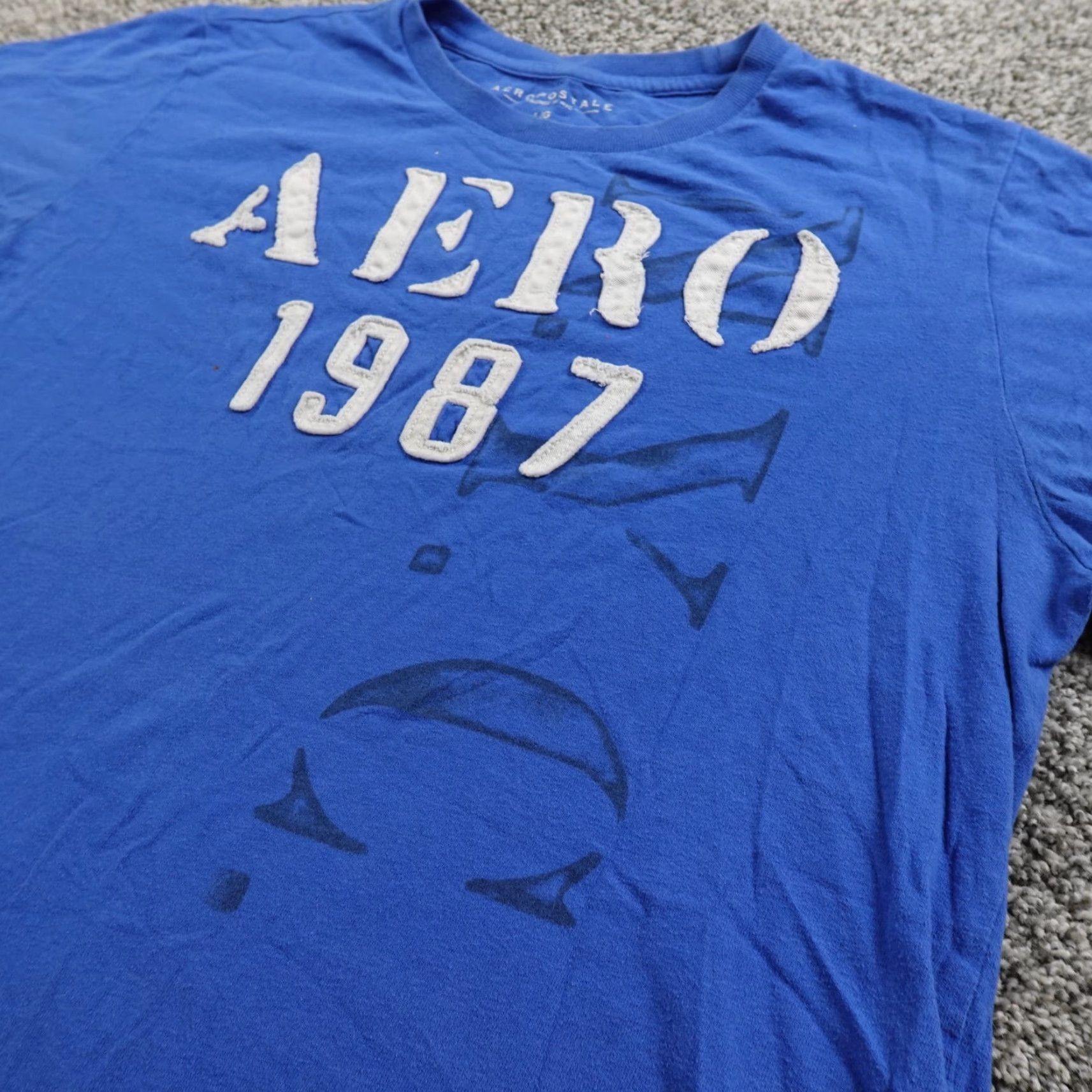 Vintage Aero NYC Spell Out Logo Aeropostale Shirt Mens L Blue Applique Preppy Casual Y2K Size US L / EU 52-54 / 3 - 2 Thumbnail