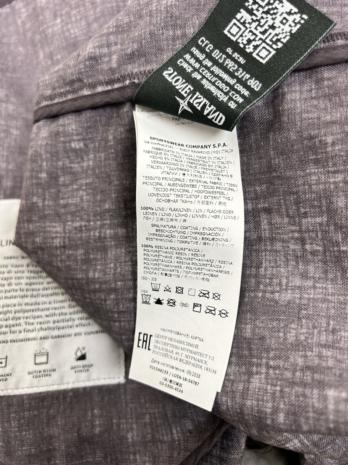 Stone Island Stone Island Lino Resinato-TC Hooded Jacket Grey Size L Size US L / EU 52-54 / 3 - 17 Thumbnail