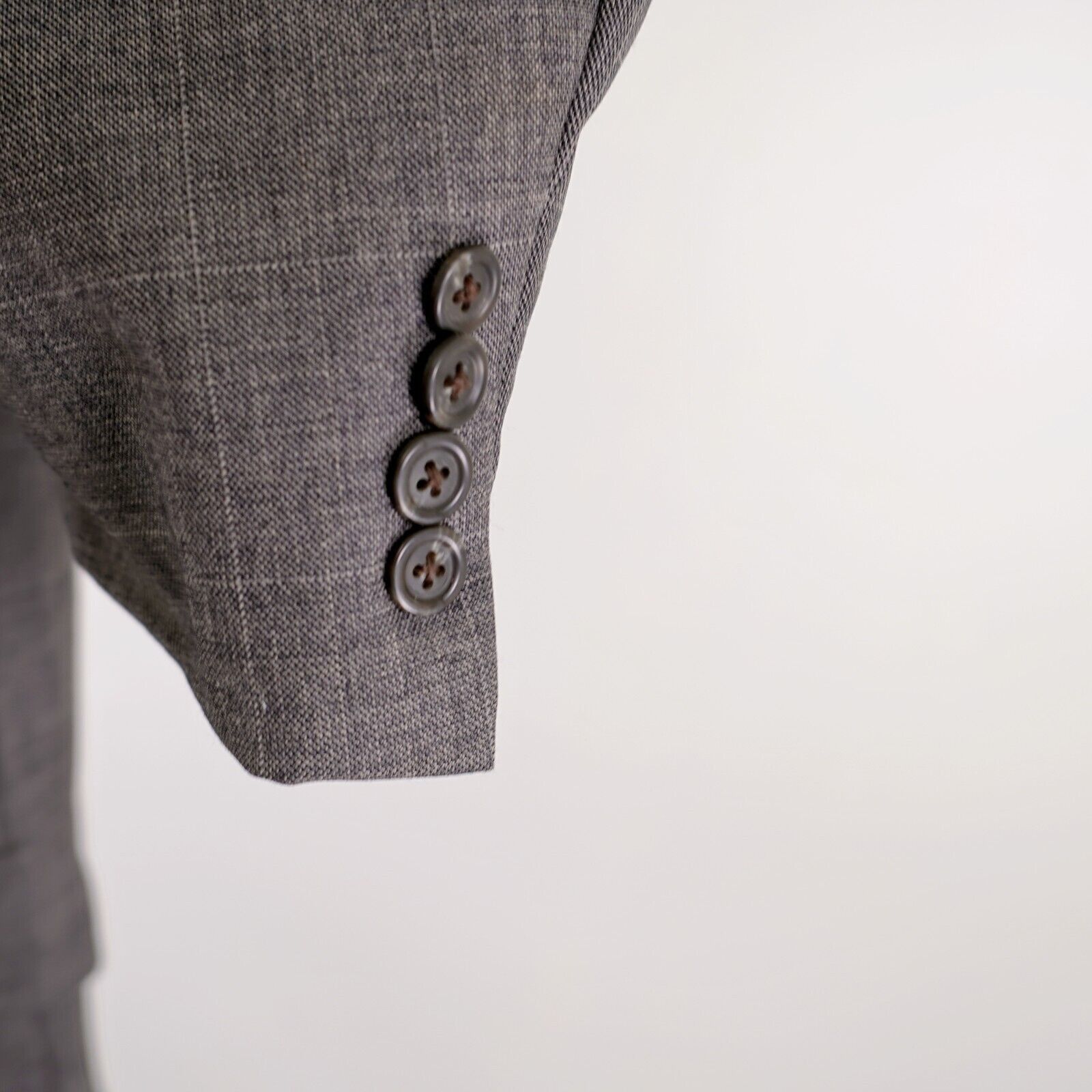 Ralph Lauren Ralph Lauren Wool Gray Sharkskin Windowpane 42R Or 44R Slim Size 42R - 3 Thumbnail