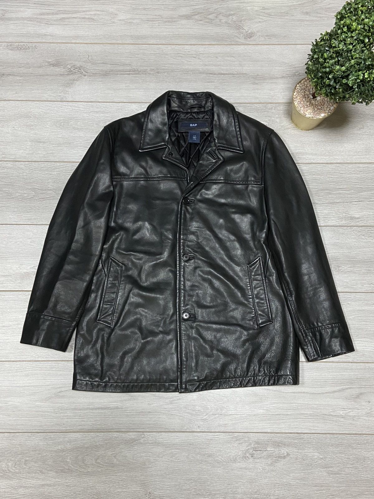Gap × Vintage GAP Vintage Leather Jacket Zip Up | Grailed