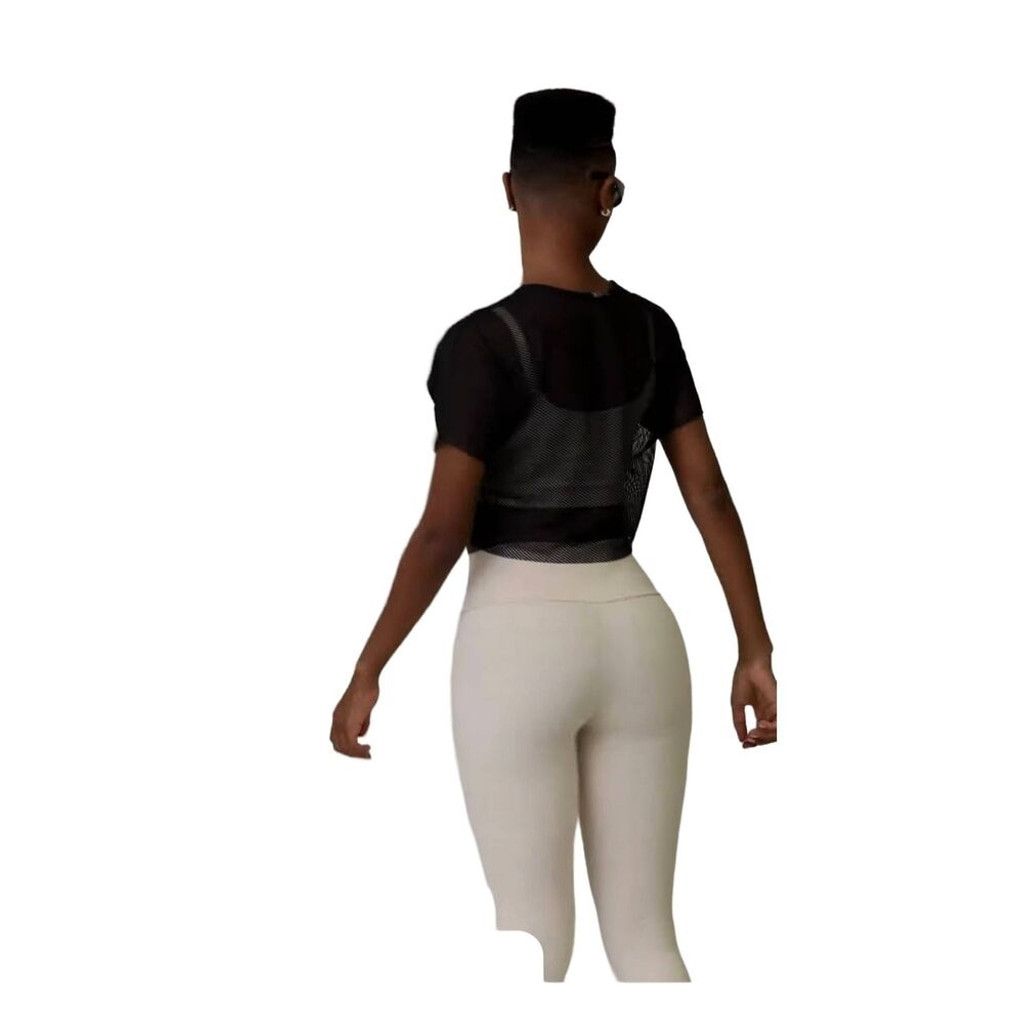 Other Cajubrasil Women's M Fishnet Mesh Crop Tee Black WorkoutTop Size M / US 6-8 / IT 42-44 - 3 Thumbnail
