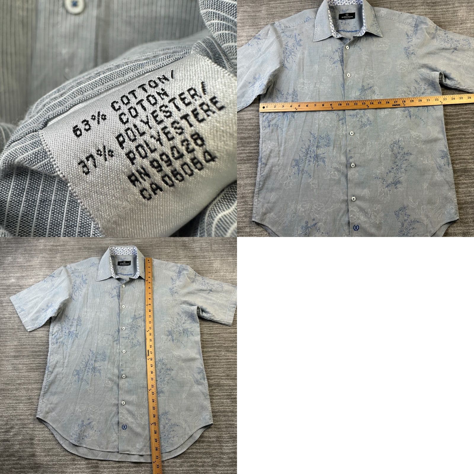 BUGATCHI Bugatchi Uomo Shirt Mens Large Blue Floral Button Up Hawaiian Shirt Size US L / EU 52-54 / 3 - 8 Thumbnail