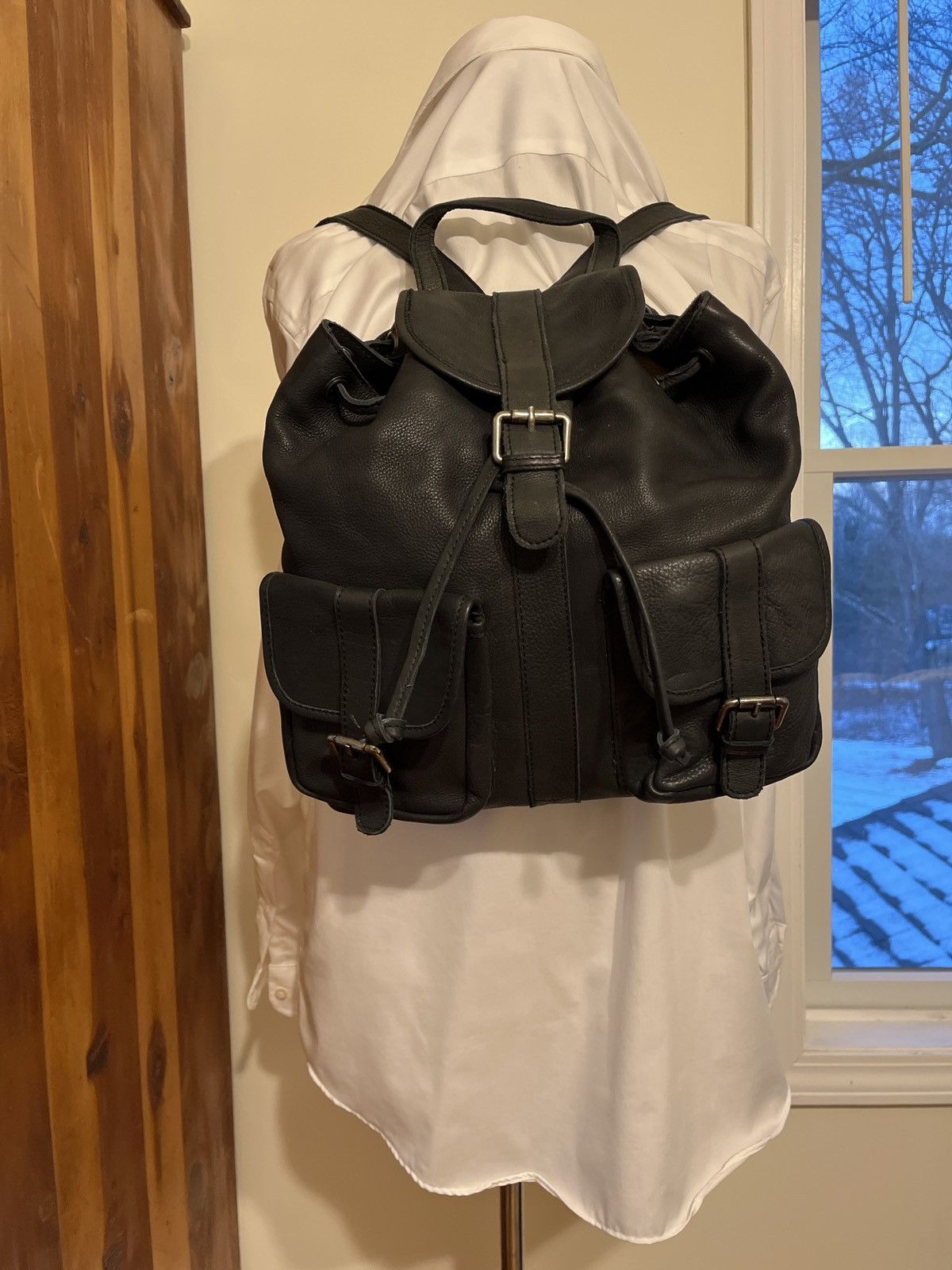 Designer Small Black Leather Backpack Excellent Condition Size ONE SIZE - 1 Thumbnail