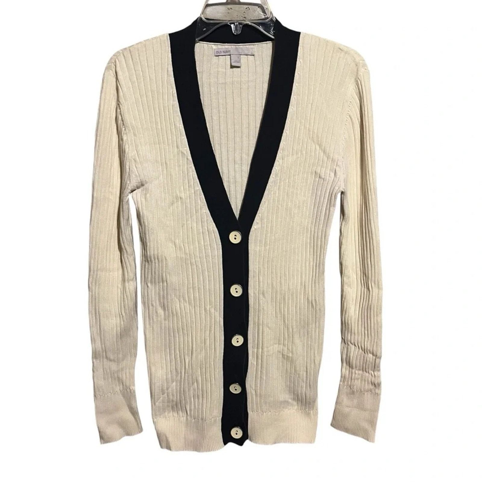 Old Navy Old Navy Size L Beige Navy Grandpa Sweater Long Cardigan Size L / US 10 / IT 46 - 1 Thumbnail