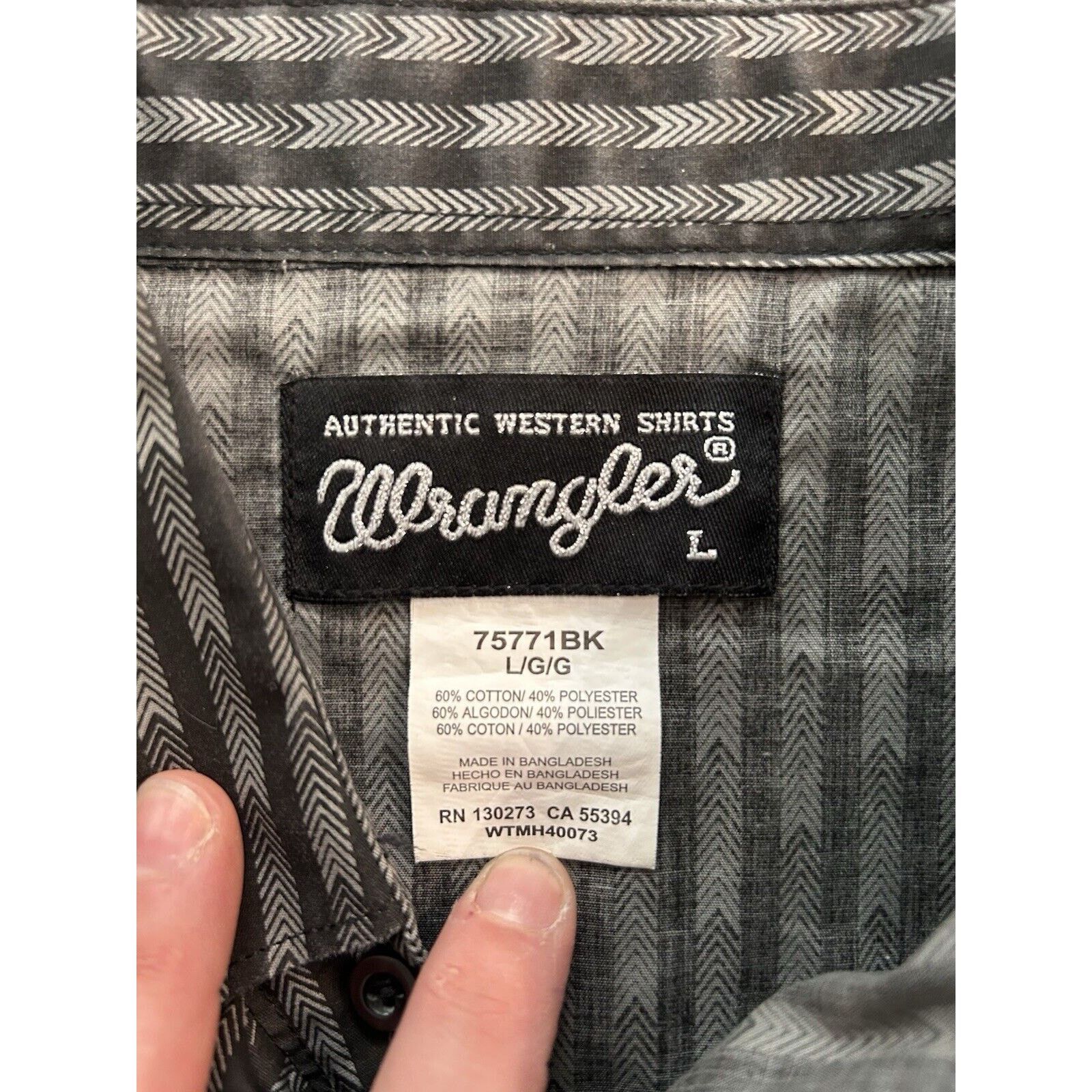 Wrangler wrangler authentic western shirt Snap Front Men L Black Gray Size US L / EU 52-54 / 3 - 5 Thumbnail