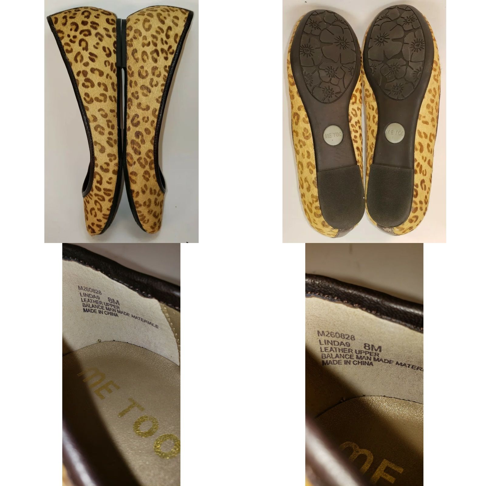 Vintage Me Too Linda Women's Flats Size 8M Leopard Pattern Hair On Leather Insole Leather Upper Ballet Flats Classics Size US 8 / IT 38 - 8 Thumbnail