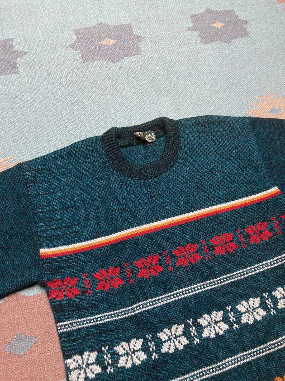 Vintage VTG knit sweater crewneck oswal striped snowflakes M Size US M / EU 48-50 / 2 - 3 Thumbnail