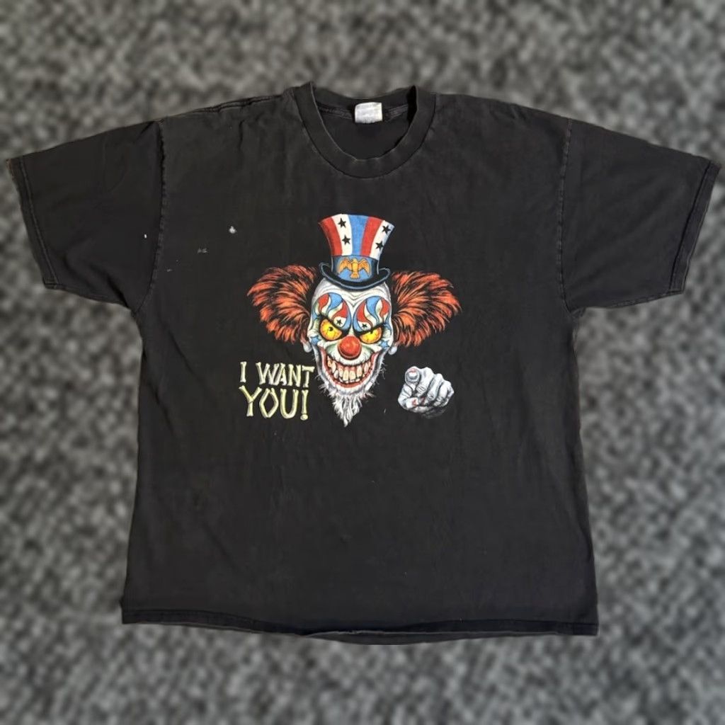 Hanes VINTAGE 2000 Laconia Motorcycle Races Evil Clown Uncle Sam I Want You T Shirt 2X Size US XL / EU 56 / 4 - 1 Thumbnail
