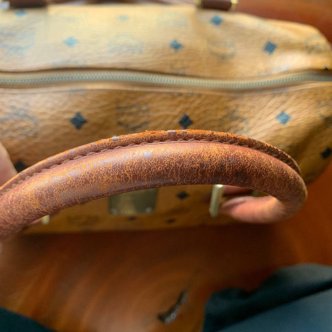 MCM Vintage MCM Boston Brown Visetos Leather Hand Bag Size ONE SIZE - 21 Thumbnail
