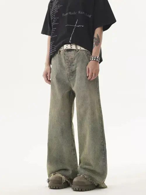 Jean Vintage street hip-hop washed and faded micro flare jeans Size US 33 - 5 Thumbnail