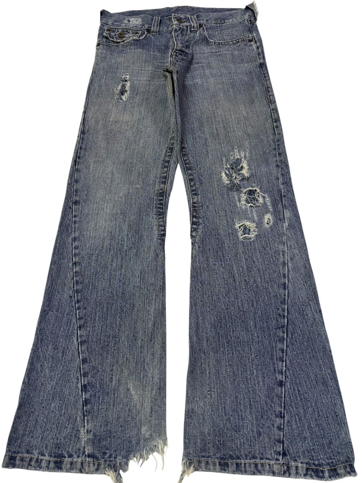 Vtg Famock Japan Flared Distressed Jeans