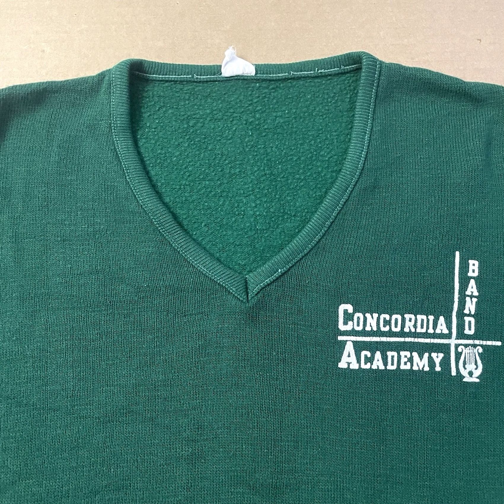 Velva Sheen VINTAGE Velva Sheen Concordia Academy Band V Neck Sweater Men Adult Medium Green Gray 1/4 Zip School Preppy Retro 90s Pullover Knits Sweater, Mens Size US M / EU 48-50 / 2 - 3 Thumbnail