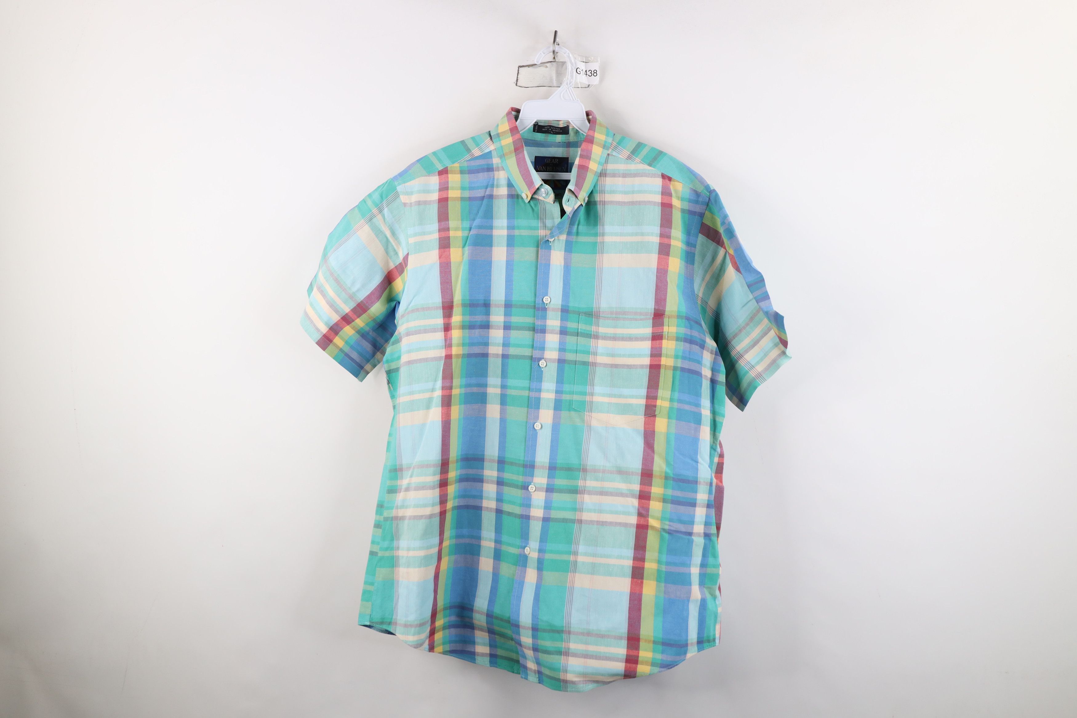 Vintage Vintage 90s Streetwear Rainbow Madras Button Down Shirt Size US L / EU 52-54 / 3 - 1 Thumbnail