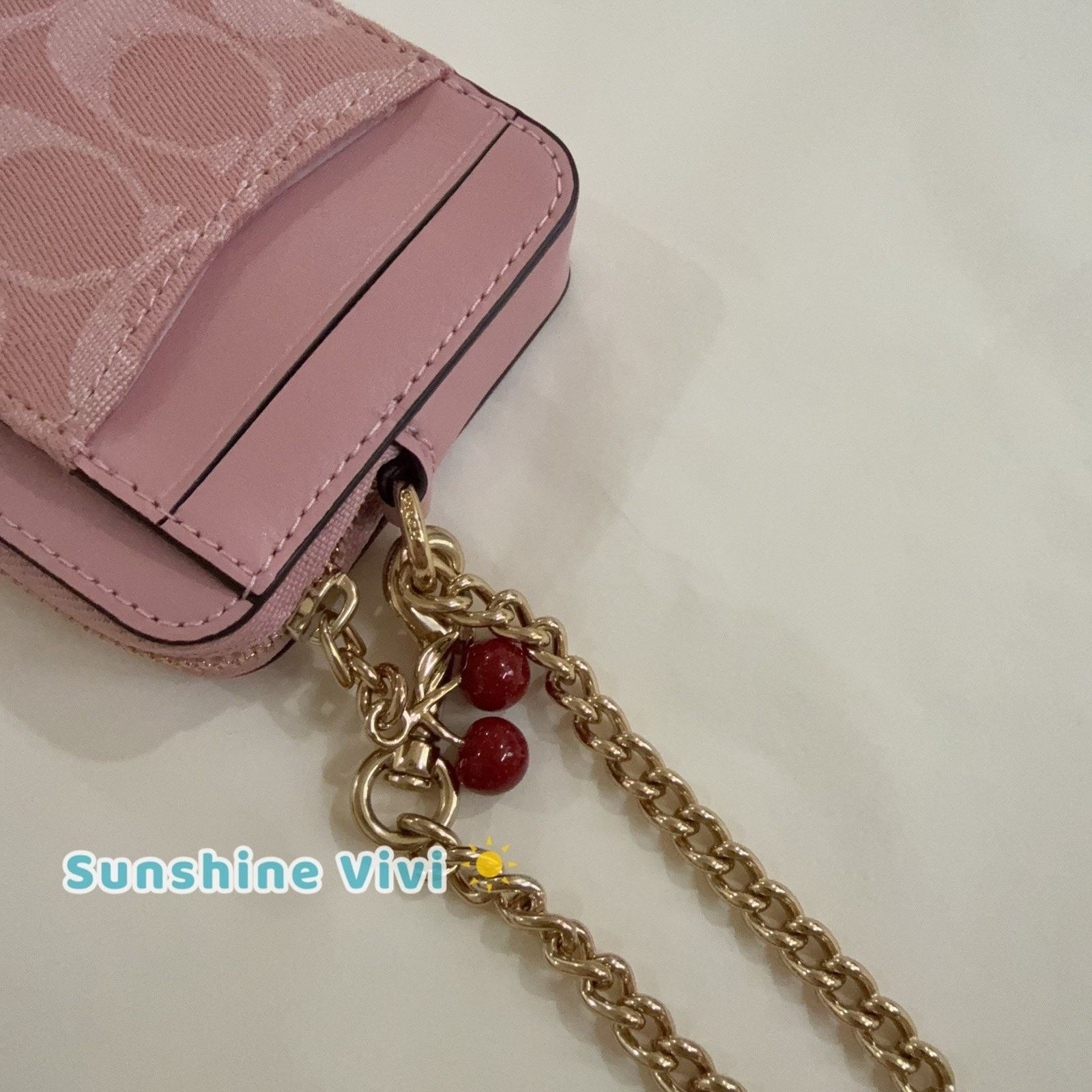 Coach NWT Coach Zip Card Case Charm CFA35 denim/Gold/Light Pink Size ONE SIZE - 5 Thumbnail