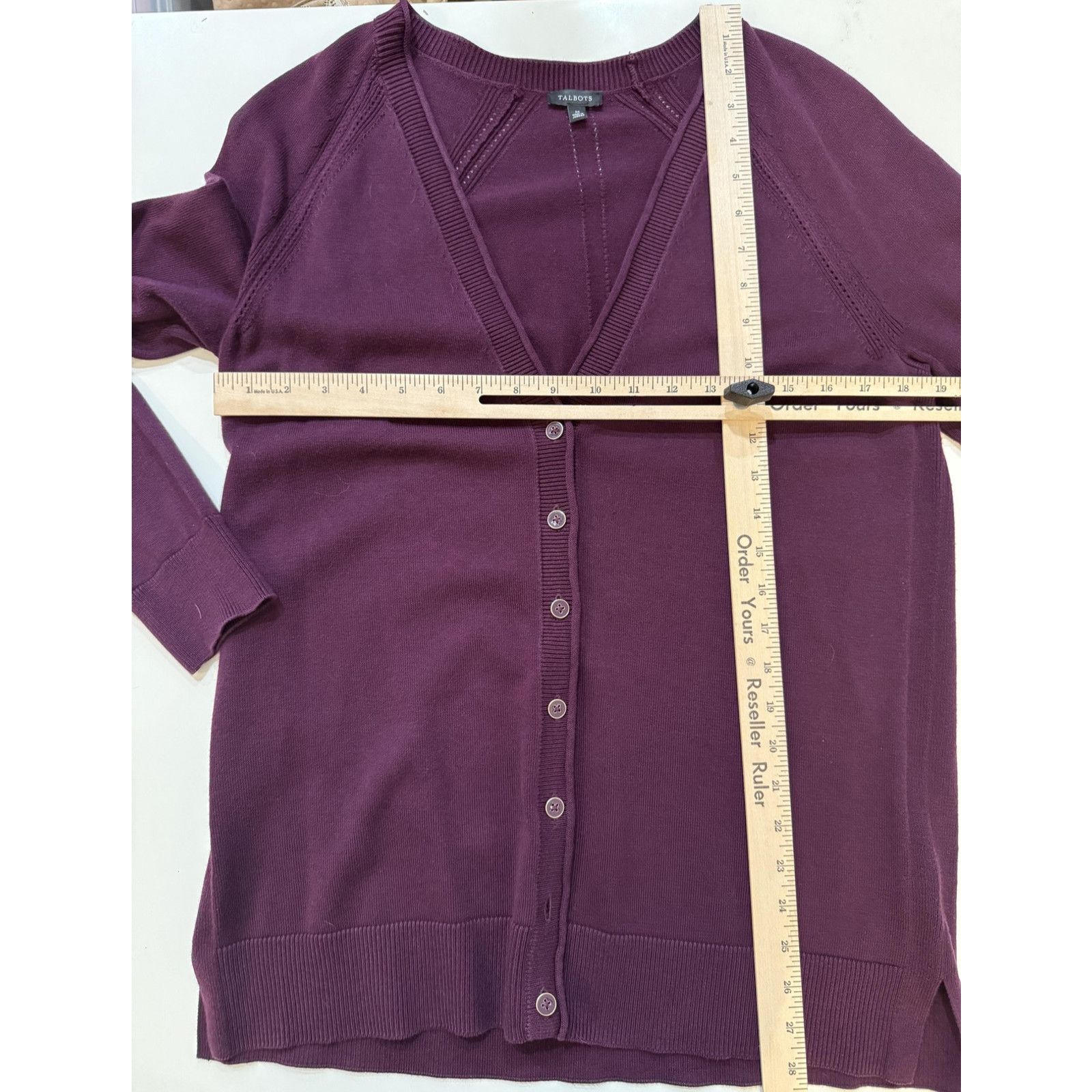 & Other Stories Talbots Cardigan Sweater Womens MED Purple Button V Neck Size M / US 6-8 / IT 42-44 - 6 Thumbnail
