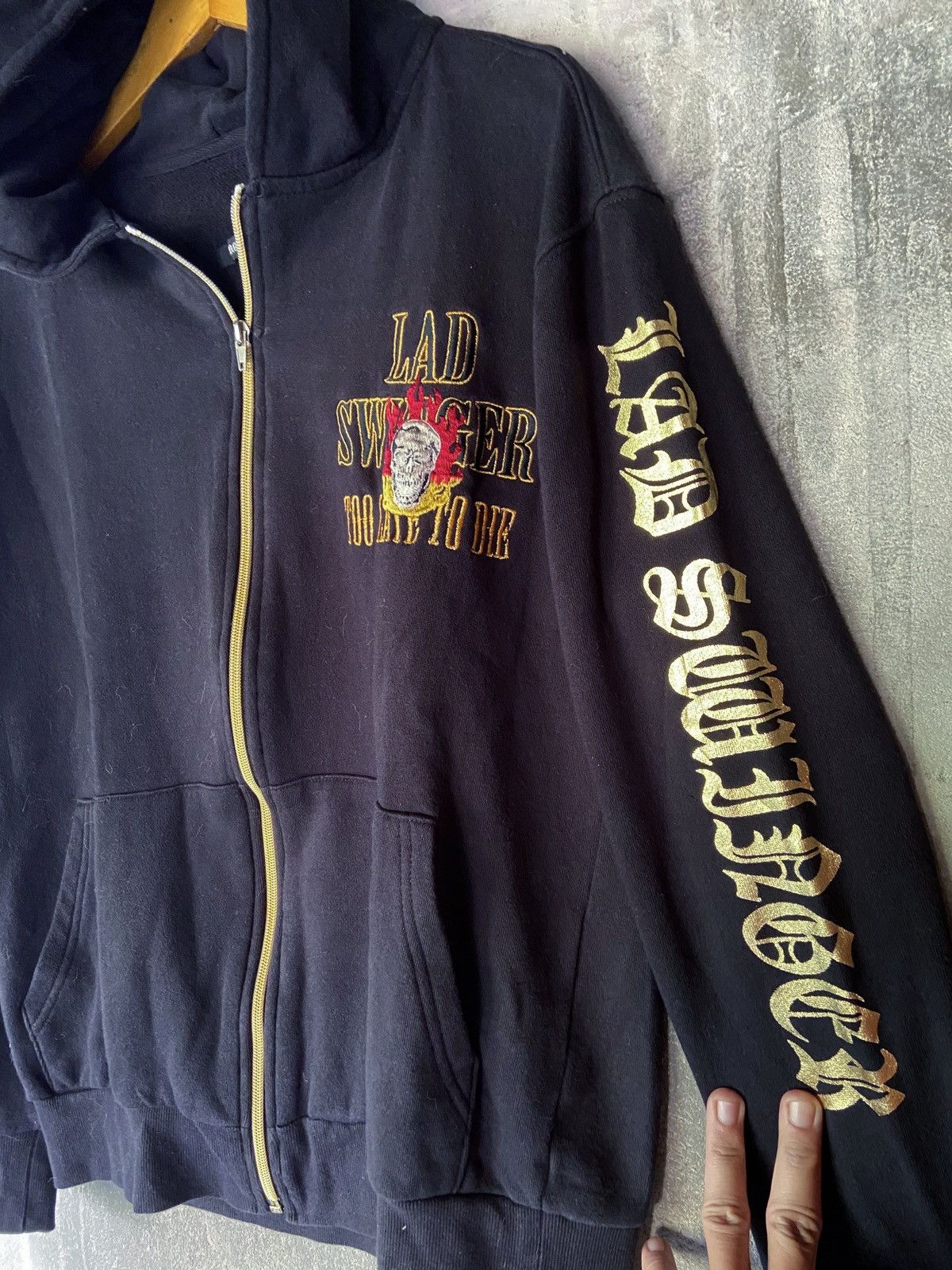 Beauty Beast × Hysteric Glamour × Japanese Brand LAD SWINGER TOO LATE TO DIE SKULL ZIP HOODIE Size US M / EU 48-50 / 2 - 4 Thumbnail