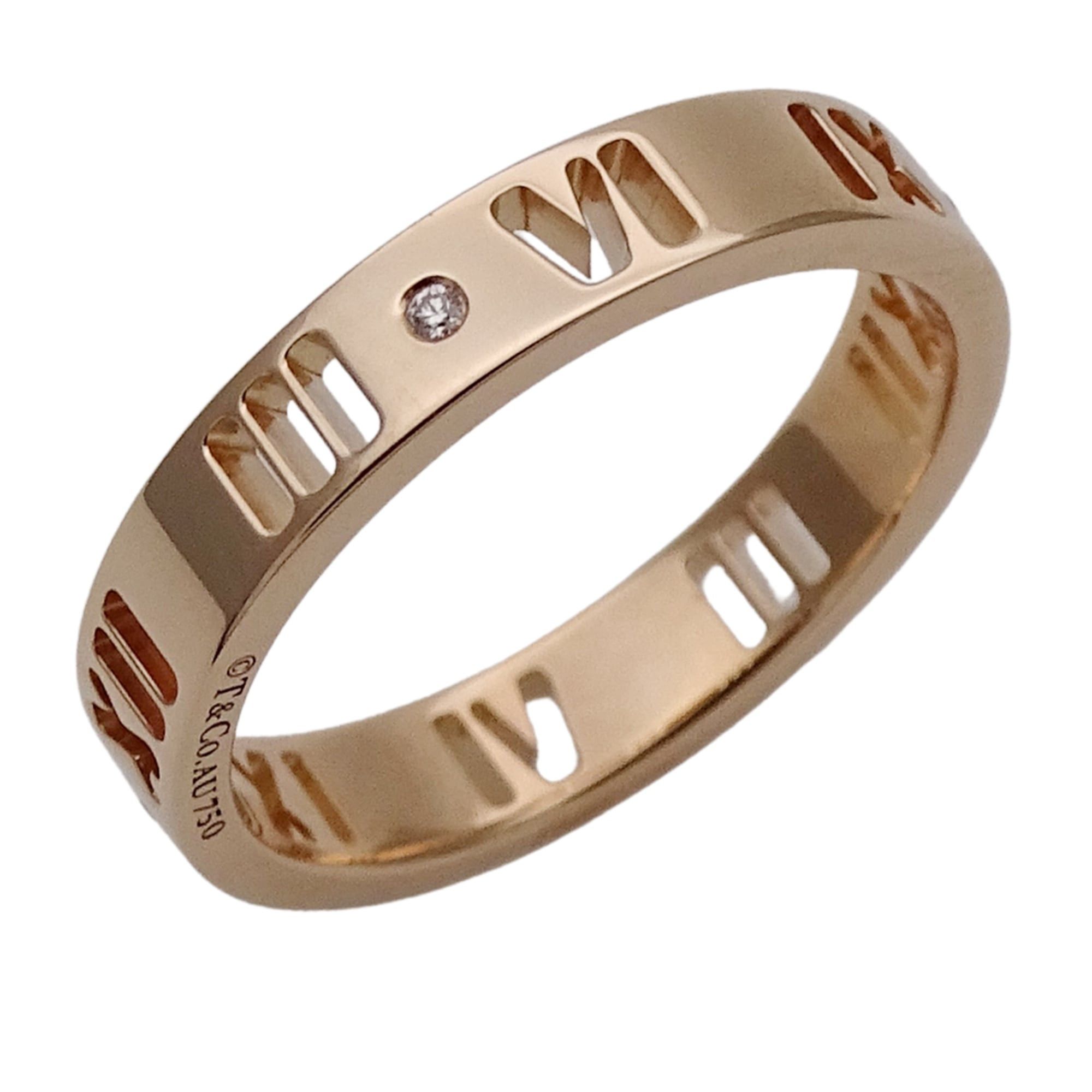 Tiffany & Co. Tiffany & Co. Women's Atlas Pierced Ring, 750PG, 4-Piece Diamond, Pink Gold, Polished Size ONE SIZE - 1 Thumbnail
