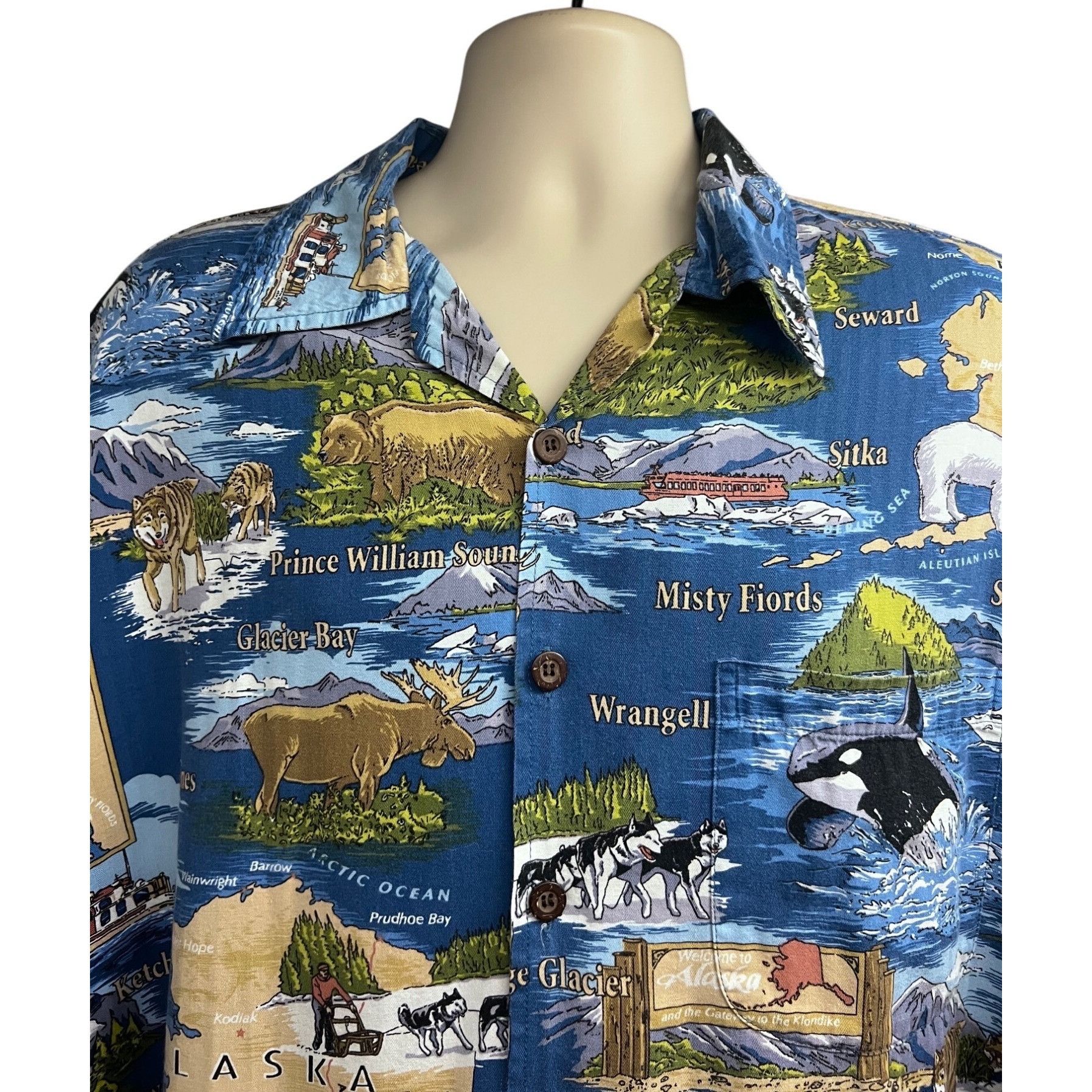Vintage David Carey Vintage Blue Hawaiian Button Up Shirt Mediu Size US XXL / EU 58 / 5 - 4 Thumbnail