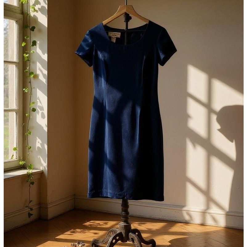 Other JONES NEW YORK 100% Silk Sheath Dress Navy Blue Womens 6 Size M / US 6-8 / IT 42-44 - 1 Thumbnail