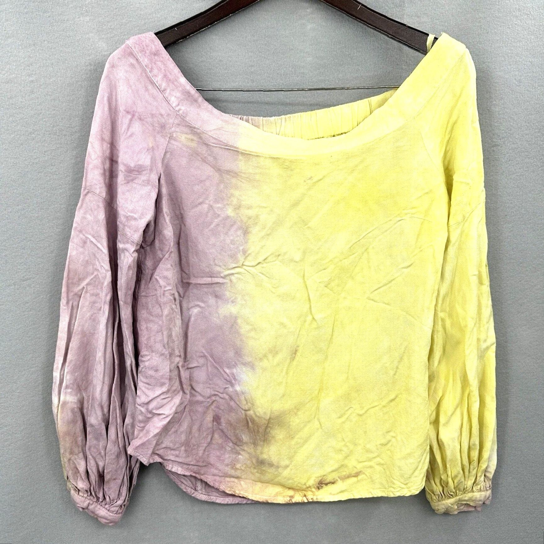 Anthropologie Floreat Blouse Womens 6 Anthropologie Off The Shoulder Tie Dye Ombre Cottagecore Size M / US 6-8 / IT 42-44 - 2 Thumbnail