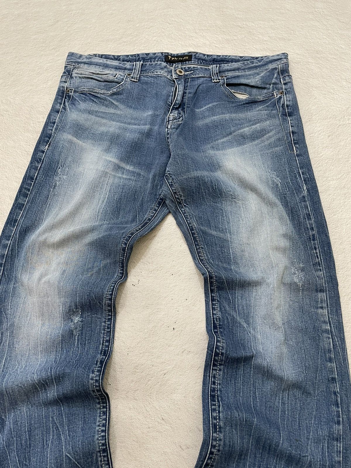Japanese Brand 2000s TBJ Japanes Mudwash Denim Loose Y2K Embroidered Size US 40 / EU 56 - 2 Thumbnail