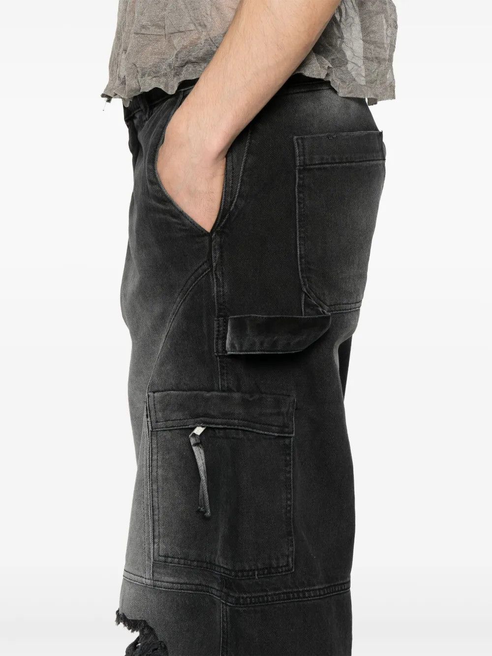 Han Kjobenhavn NWT $490 - Distressed Washed Denim Cargo Trousers Size US 32 / EU 48 - 3 Thumbnail