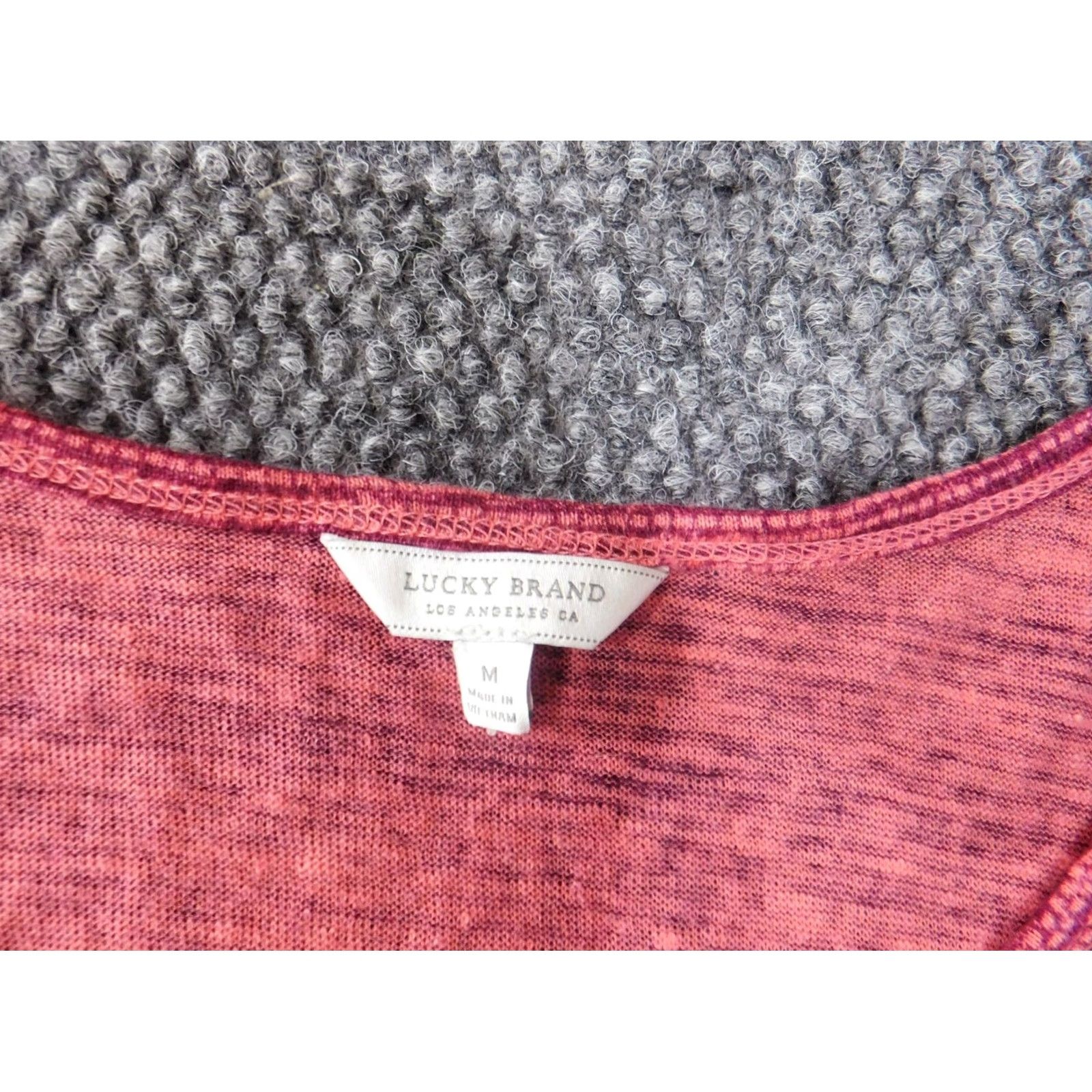 Lucky Brand Lucky Brand Blouse Shirt Womens M Red Geometric Knit Linen Round Neck Pullover Casual Classic Stretch Vintage No Size M / US 6-8 / IT 42-44 - 4 Thumbnail
