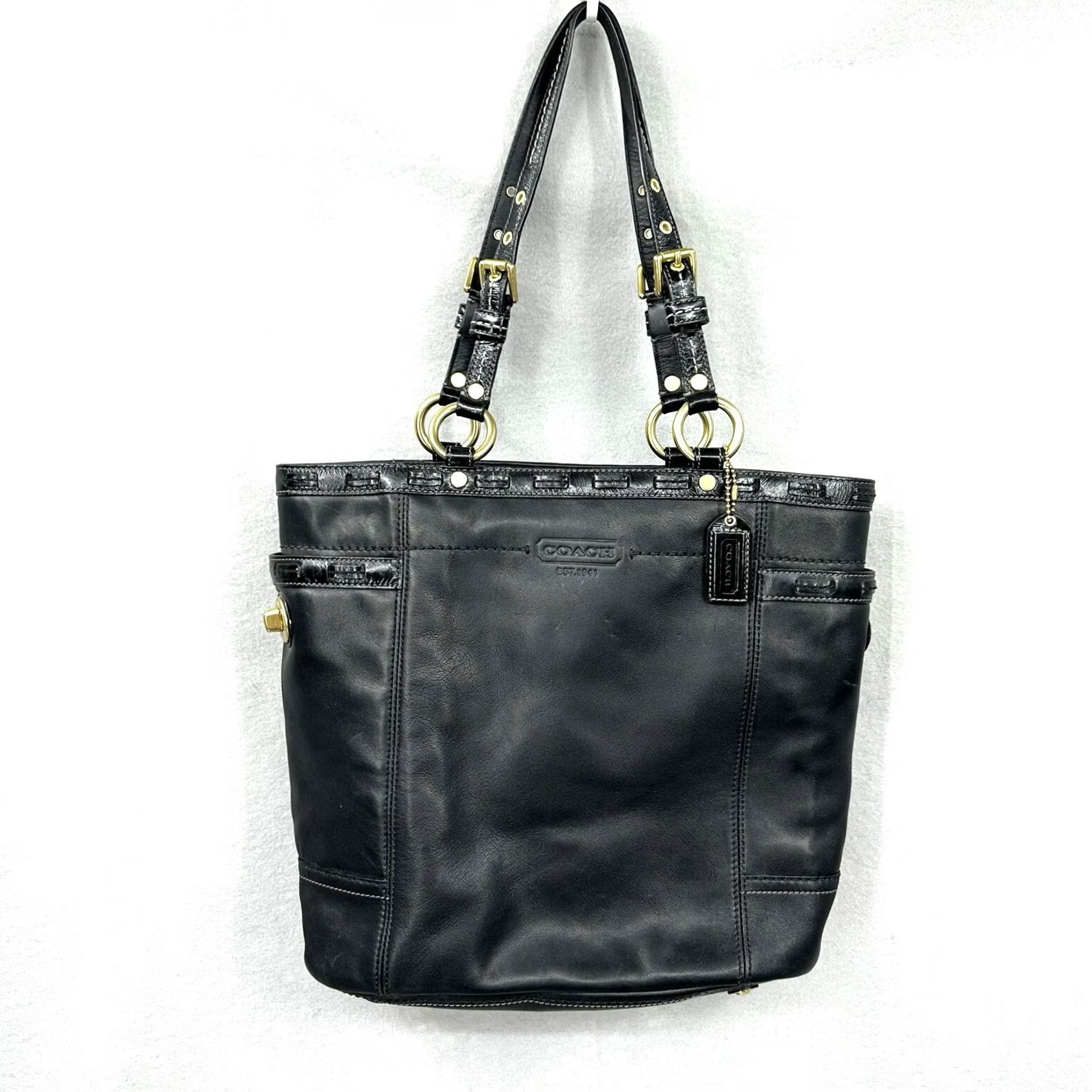 Coach VINTAGE Coach Gallery Tote Bag Women Black Leather 90s Designer Purse E0773-11230 Size ONE SIZE - 2 Thumbnail