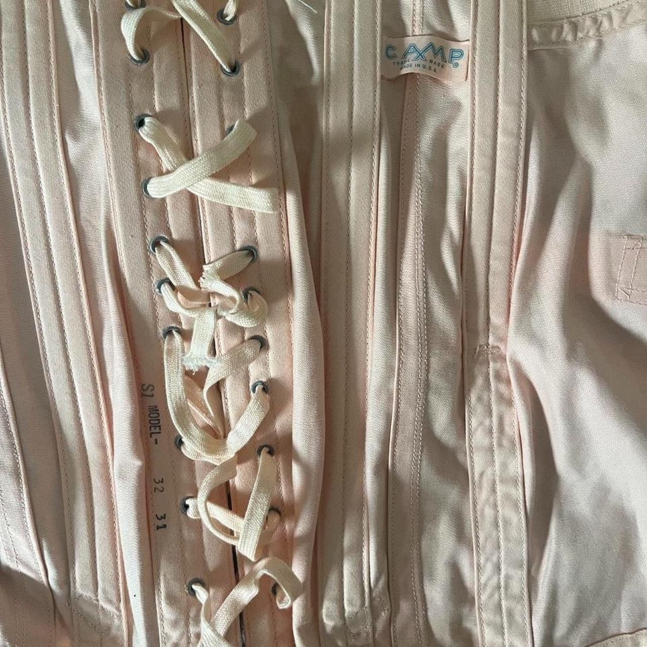 Vintage TRUE VINTAGE • RARE 1940s CAMP BABY PINK SPIDERWEB CORSET Size ONE SIZE - 8 Thumbnail