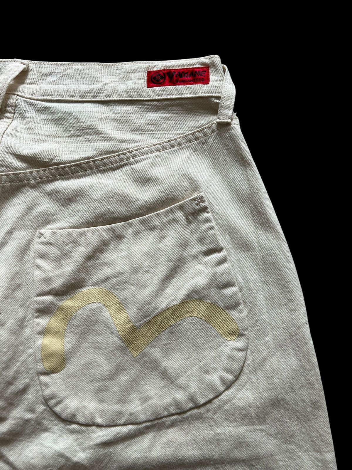 Evisu 2000s Evisu Daicock Single Pocket Off White Jeans Size US 33 - 6 Thumbnail