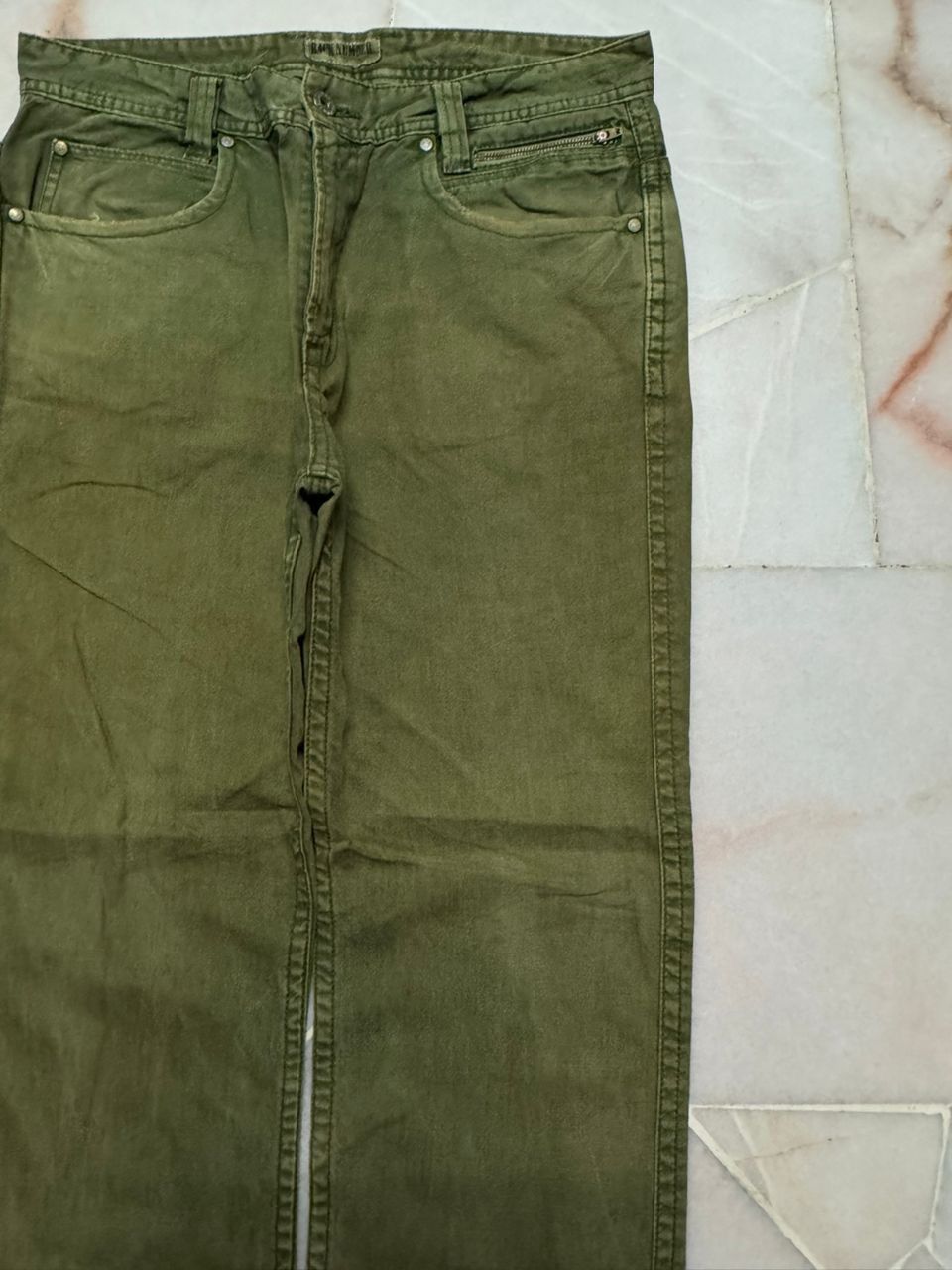 Kapital 💥Thrashed 90s Back Number Olive Green Jeans Sick style Size US 31 - 5 Thumbnail