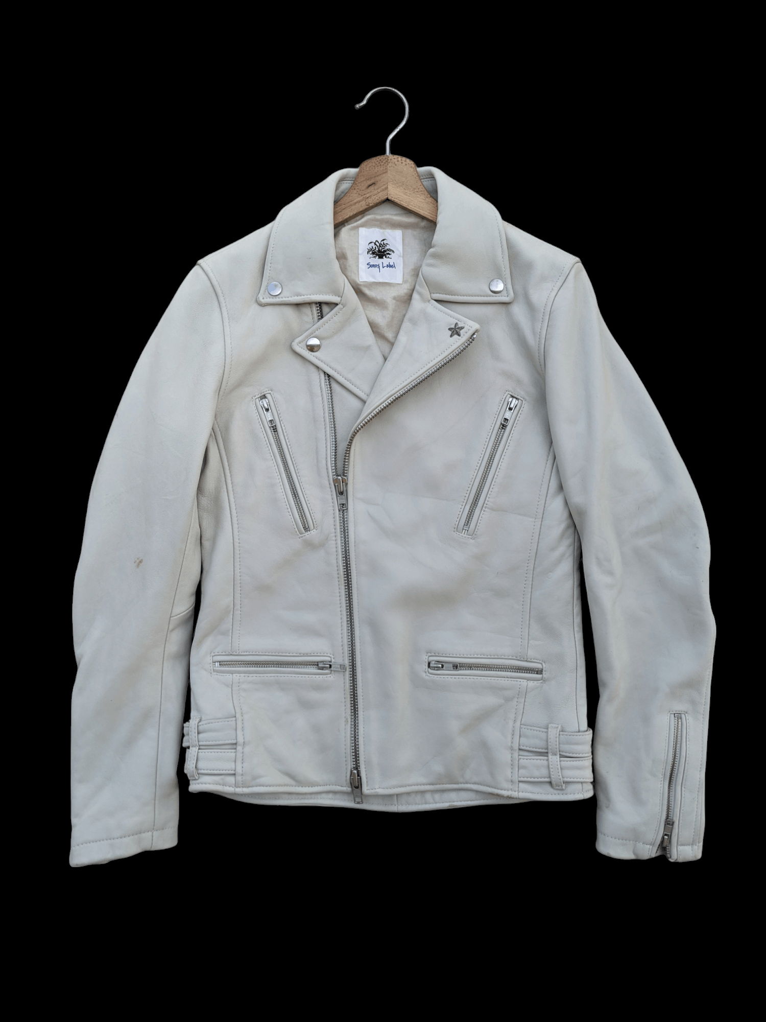 Image of Sunny Label By Urban Research Double Collar Leather Jacket in Cream, Men's (Size XS)