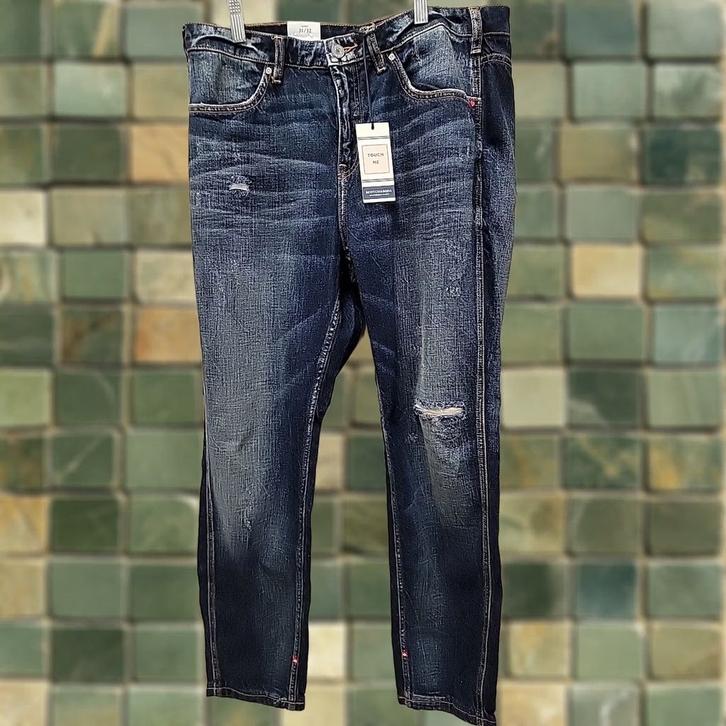 Scotch & Soda VINTAGE NWT Scotch & Soda Jeans Womens 30x32 Blue Bandit Slim Tapered Bandit Boyfriend Jeans Distressed Womens Size 30" / US 8 / IT 44 - 1 Thumbnail