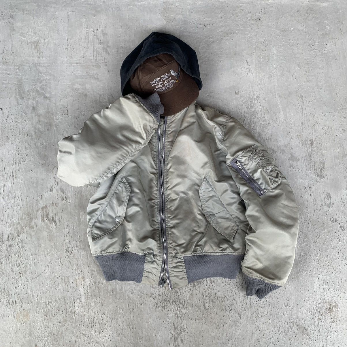 GREENBERIER Bomber MA-1 flight natural faded vintage jacket