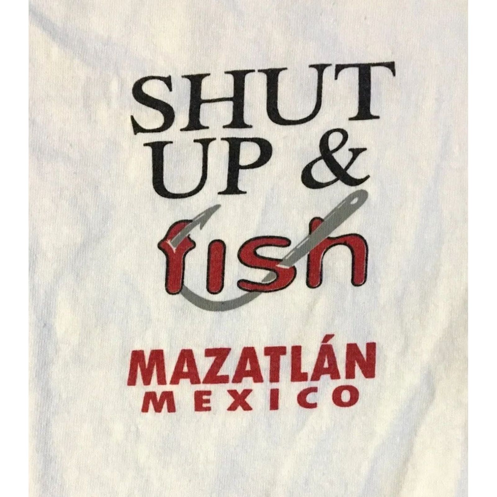 Vintage VINTAGE Mexico Shut Up & Fish Faded Shirt S M White 80s 90s Joke Humor Fishing Grunge T-Shirt Mens Size US S / EU 44-46 / 1 - 4 Thumbnail