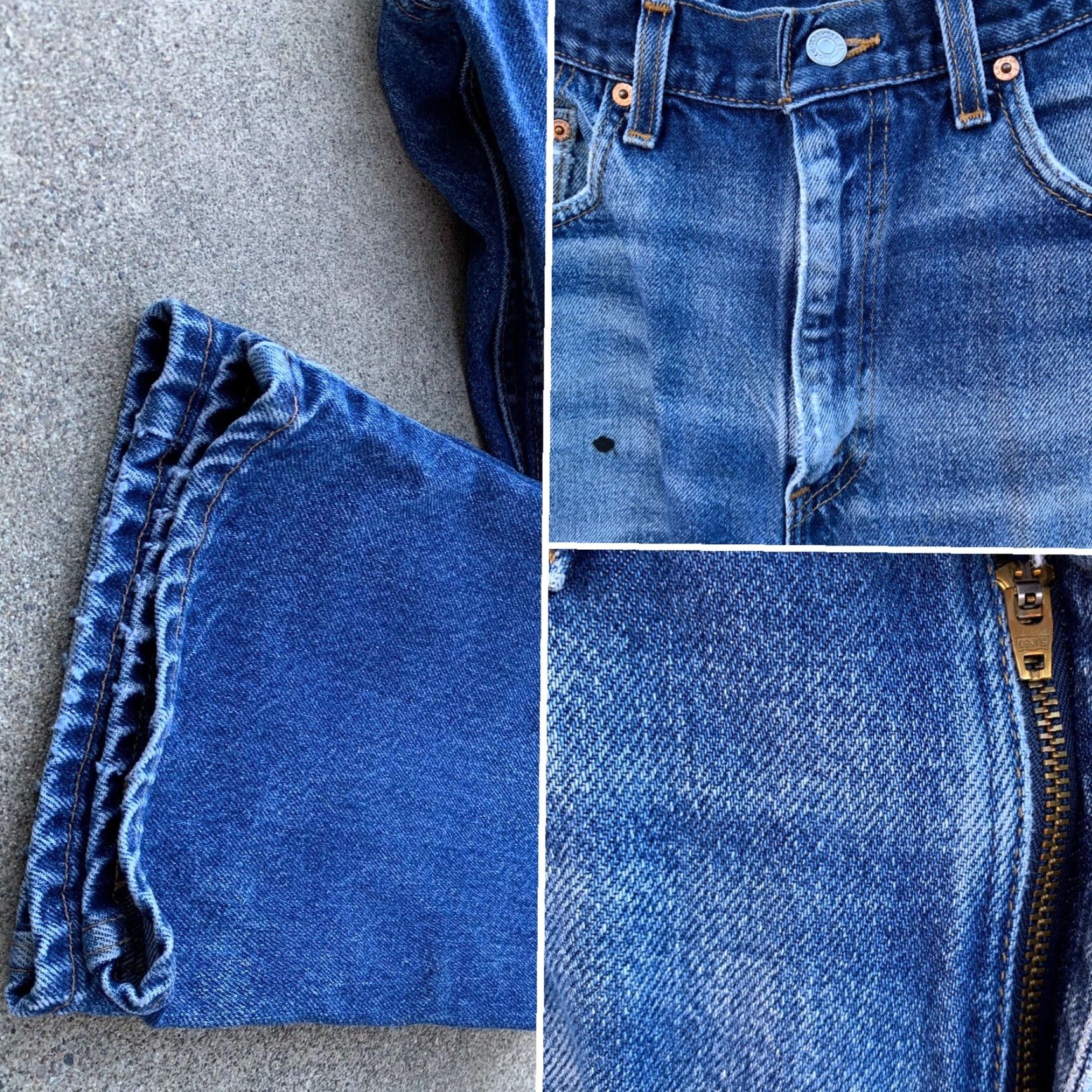 Levi's VINTAGE Levi’s 505 Jeans Regular Fit Straight 32x30 Blue Denim Distressed Belt Loops 5-Pocket Men Size US 33 - 5 Thumbnail