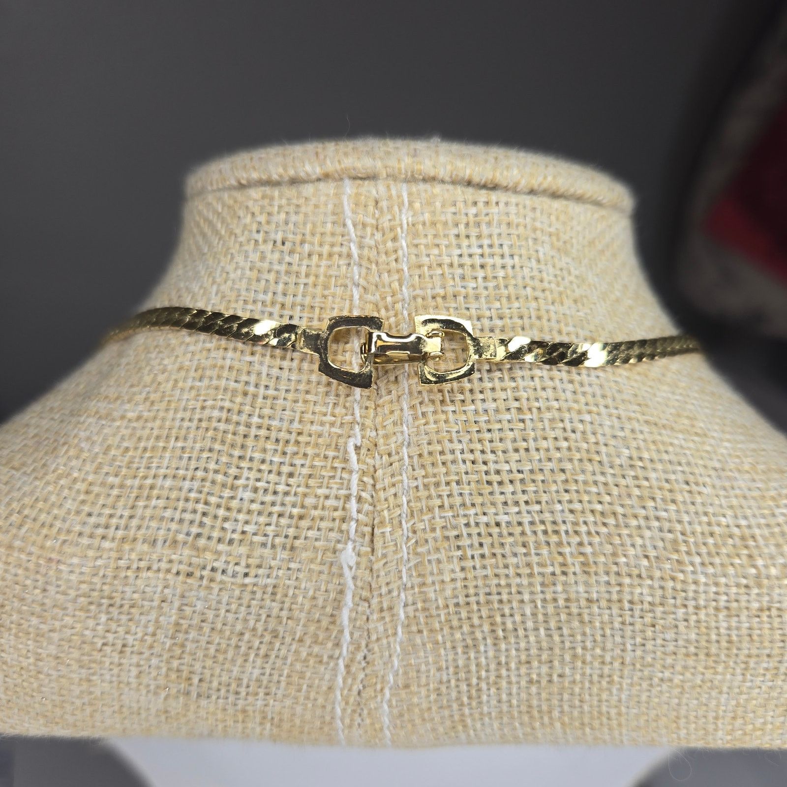 Vintage Vintage Gold Tone Rhinestone Flower Choker Herringbone Chain Size ONE SIZE - 5 Thumbnail