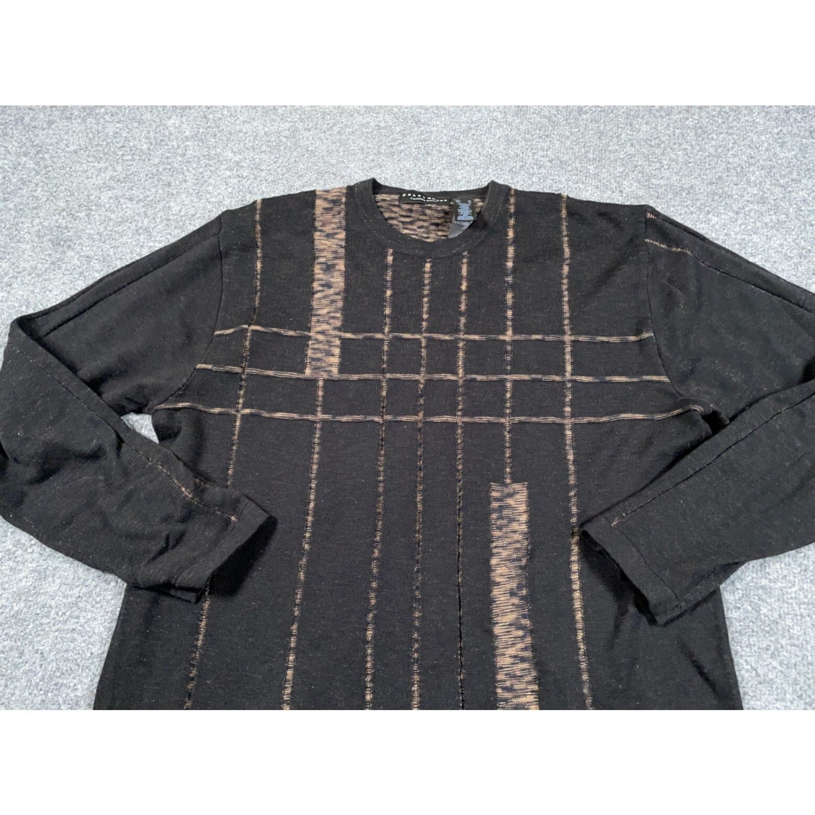 Vintage Crazy Horse Retro Check Sweater Adult XL Brown Lightweight Knit 80s 90s Mens Size US XL / EU 56 / 4 - 8 Thumbnail