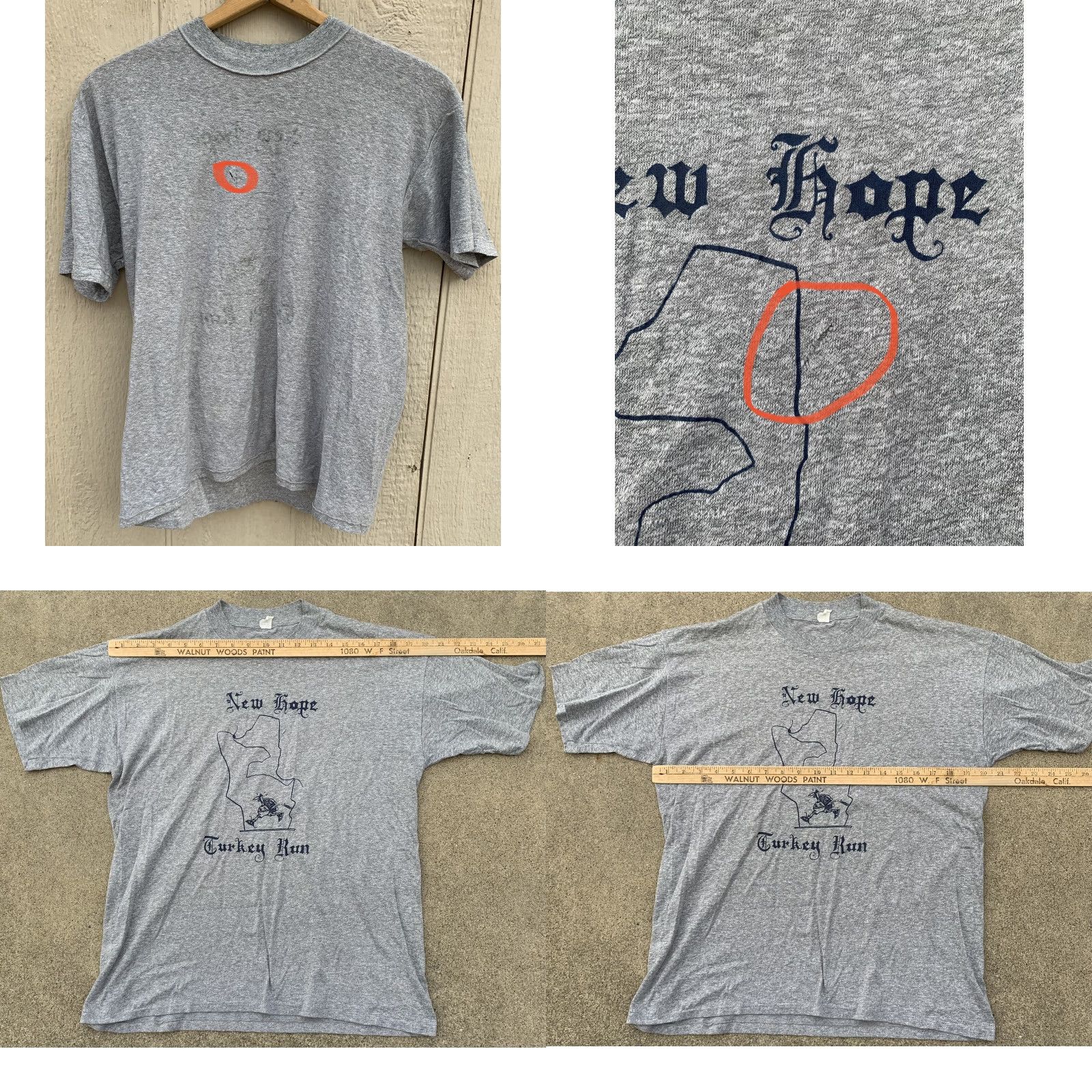 Hope VINTAGE New Hope Turkey Run Hollow Rock Country Store T-shirt XL Gray Cotton Blend Crew Neck Short Sleeve Men Graphic Print 90s Run T-Shirt Size US XL / EU 56 / 4 - 8 Thumbnail