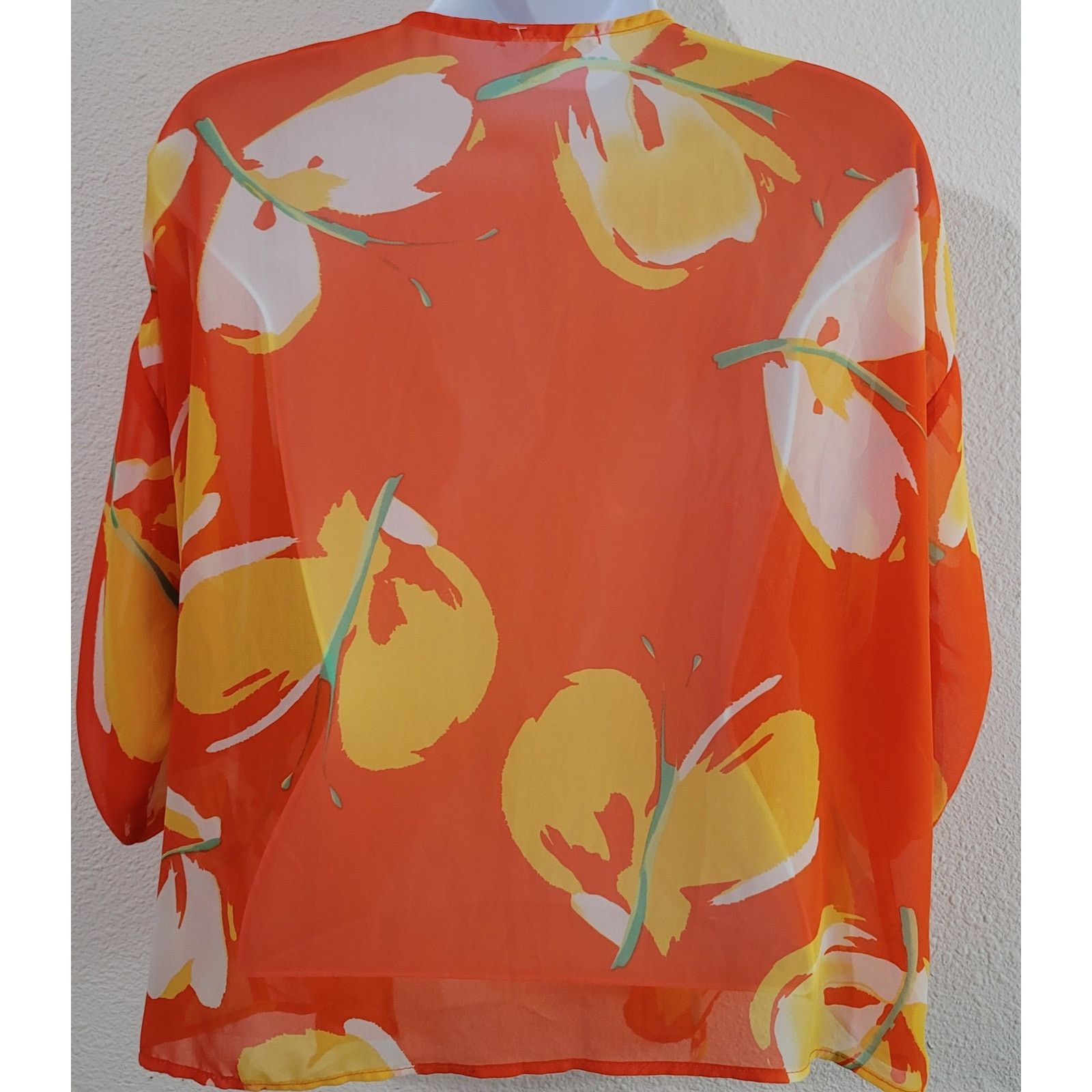 Other Tea N Rose Orange Floral Open Front Sheer Kimono Medium Size M / US 6-8 / IT 42-44 - 3 Thumbnail