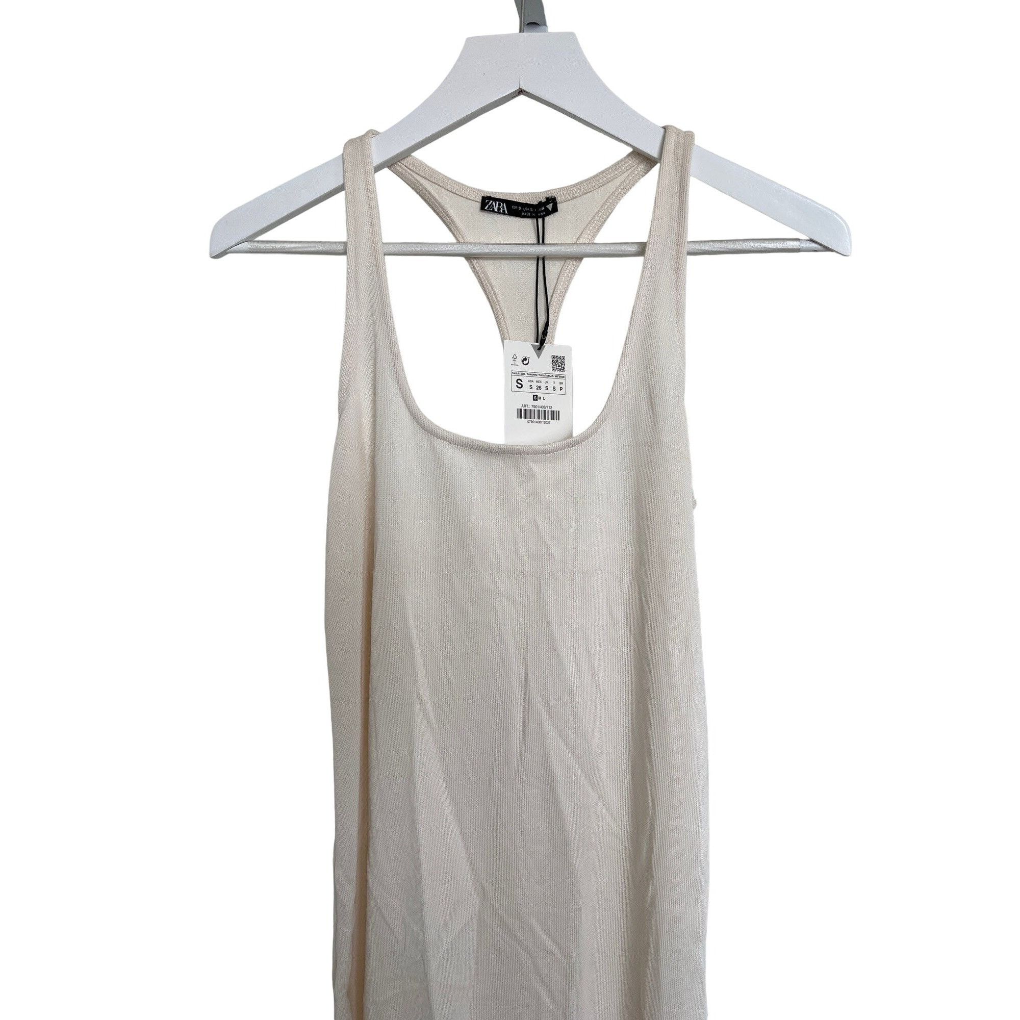Zara Zara Ivory Soft & Stretchy Racerback Dress Size S / US 4 / IT 40 - 2 Thumbnail