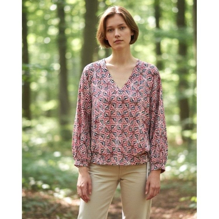 Liz Claiborne Liz Claiborne Women’s Printed V-neck Bishop Sleeve Sweatshir Size L / US 10 / IT 46 - 2 Thumbnail